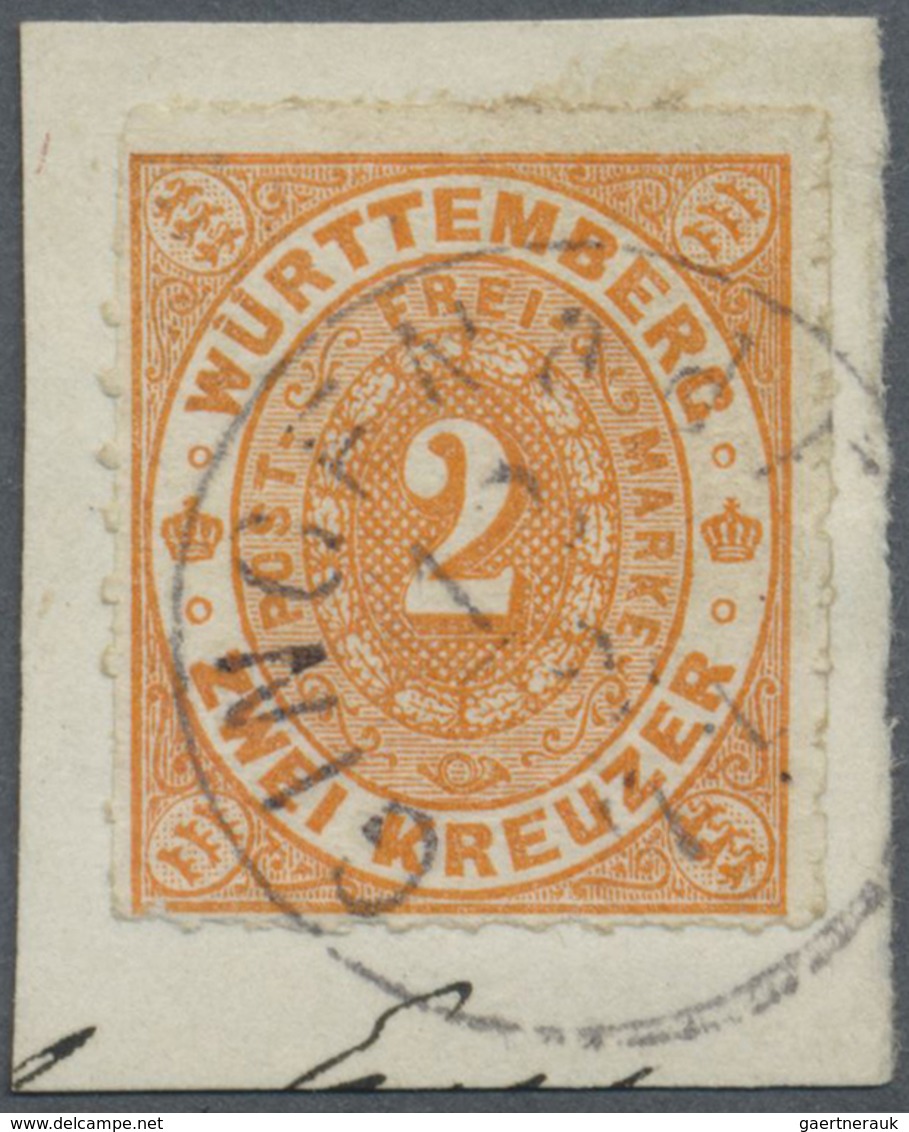 Brfst Württemberg - Einkreisstempel: "GINGEN A.d.FILS  12/2 71" Besserer K1 Auf Kabinett-Briefstück 2 Kr. - Autres & Non Classés