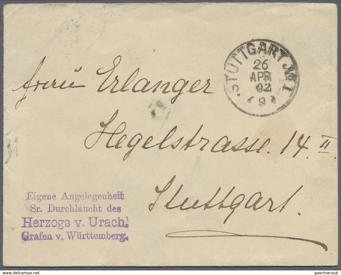 Br Württemberg - Besonderheiten: 1902/1917, fünf portofreie Briefe und Karten "Angelegenheit Sr. Durchl