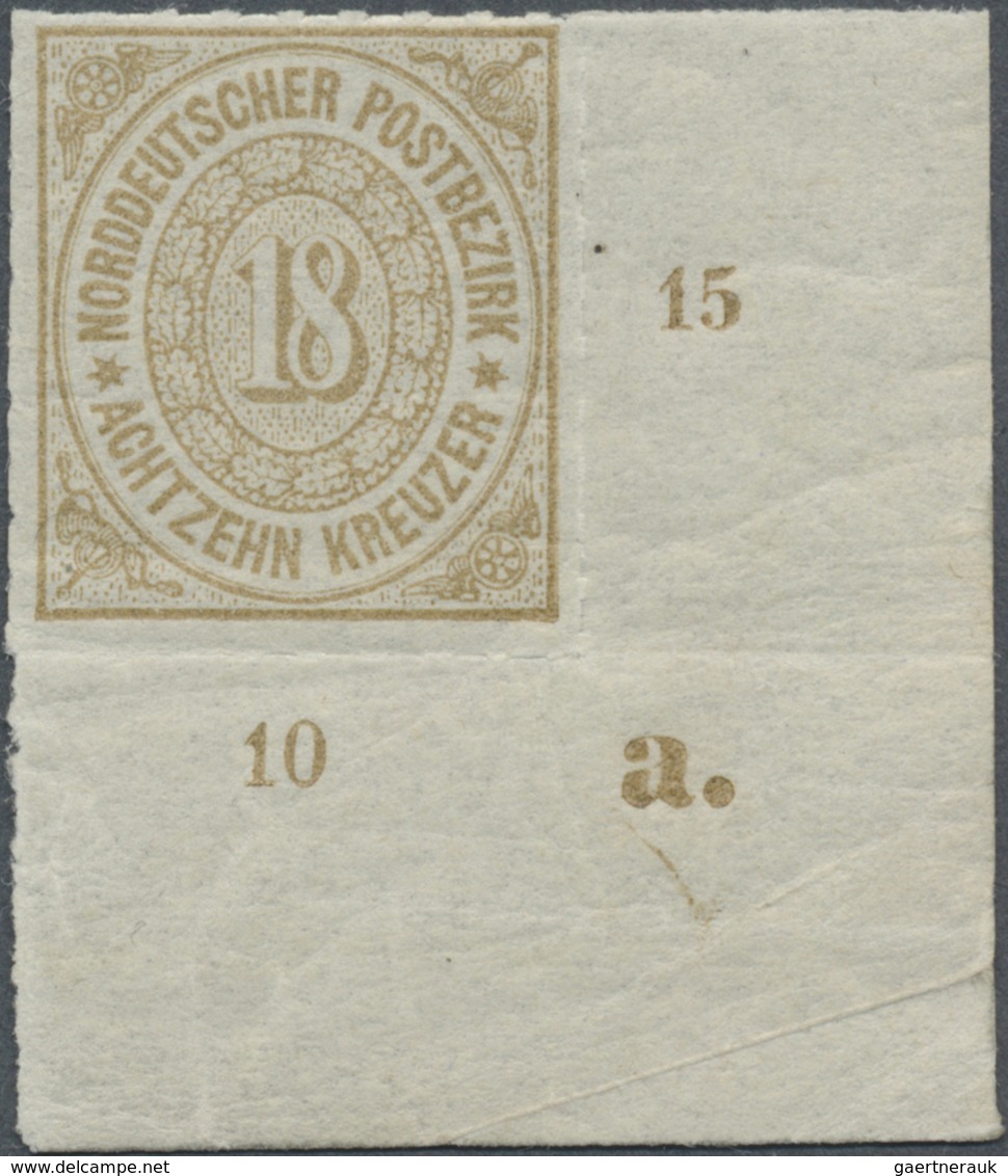 * Norddeutscher Bund - Marken Und Briefe: 1868, 18 Kr. Olivbraun Durchstochen, Bogenecke Rechts Unten - Sonstige & Ohne Zuordnung