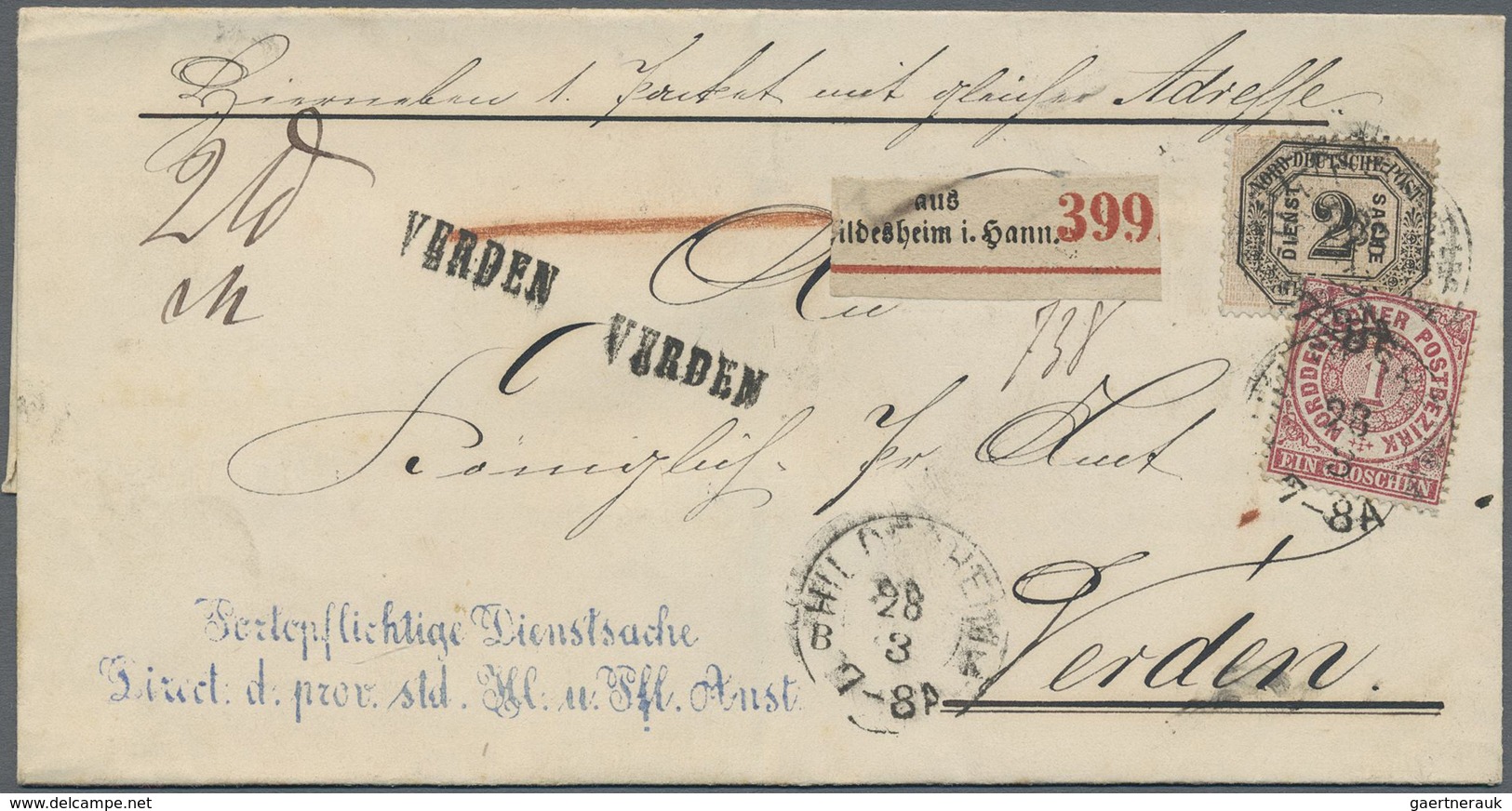 Br Norddeutscher Bund - Dienstmarken: 1870, 2 Gr. Dienstmarke In Mischfrankatur Mit Freimarke 1 Gr. Gez - Sonstige & Ohne Zuordnung