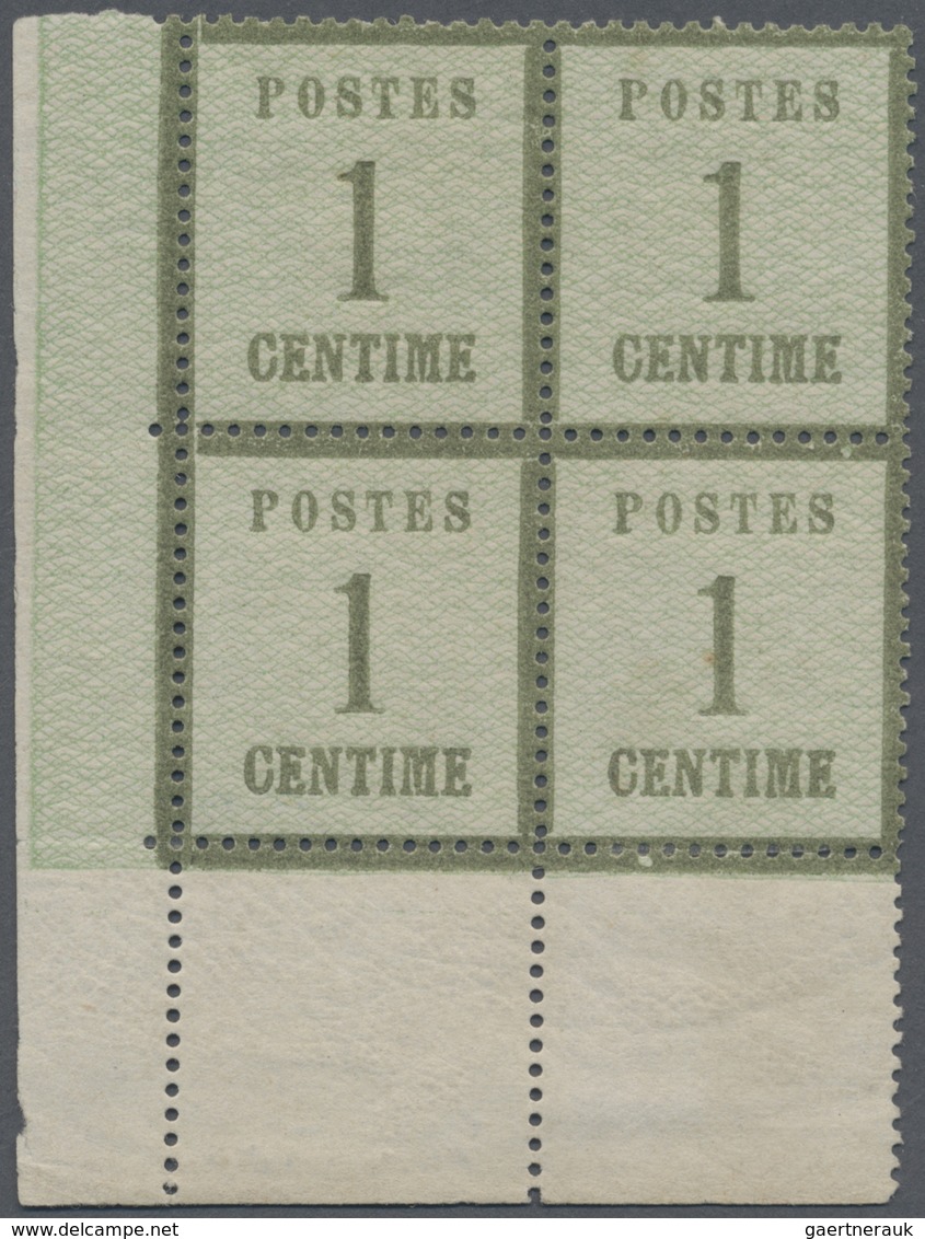 **/* Elsass-Lothringen - Marken Und Briefe: 1870/1871, 1 Ctm. Grün Type 1 Im 4er-Block Aus Der Li. Untere - Altri & Non Classificati