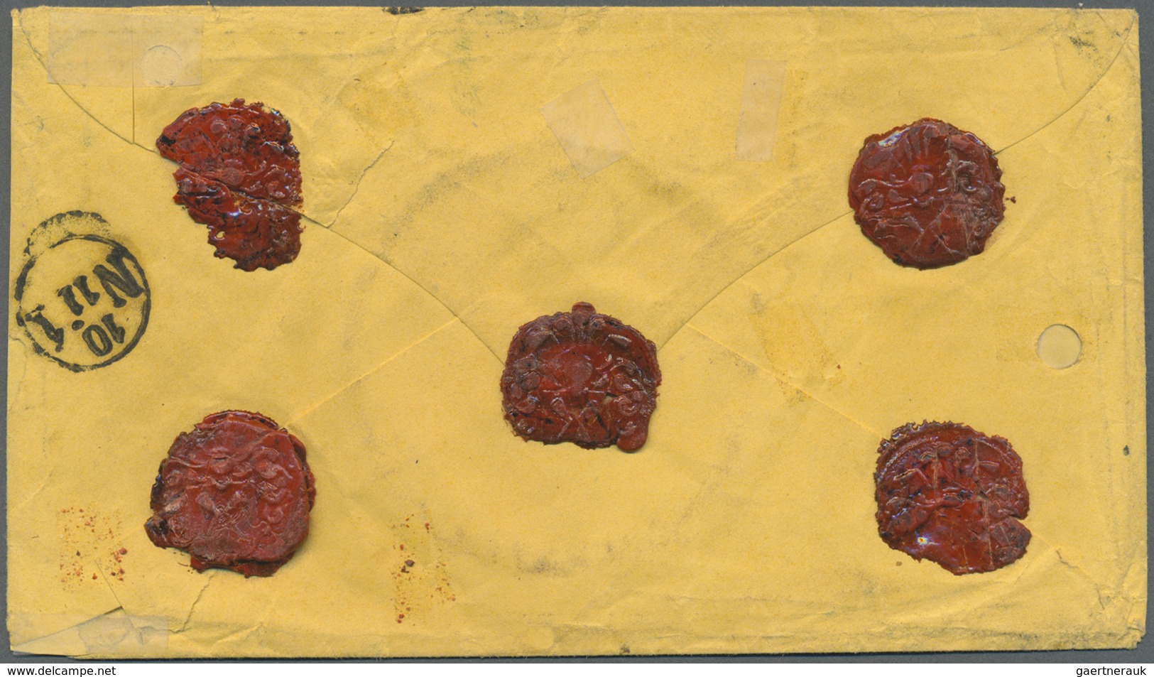 Br Elsass-Lothringen - Marken Und Briefe: 1871, Charge-Couvert Mit 1 C Olivgrün, 4 C Violettgrau, 10 C - Sonstige & Ohne Zuordnung