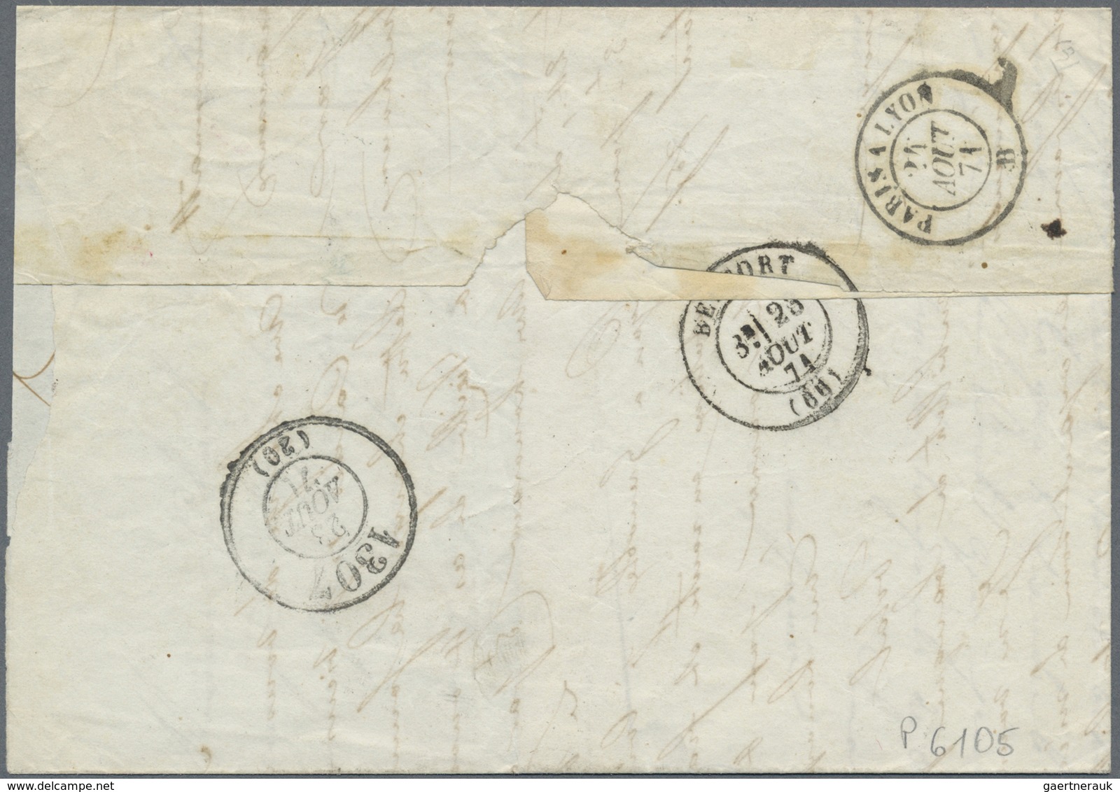 Br Elsass-Lothringen - Marken Und Briefe: 1870: 20 C "Spitzen Nach Oben", Mit Kompletten Rechtem Rand A - Altri & Non Classificati