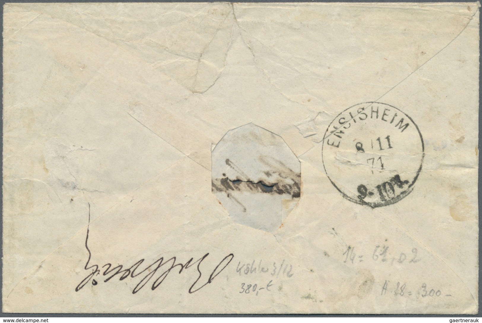 Br Elsass-Lothringen - Marken Und Briefe: 1870, Kleiner Paketbegleitbrief Mit Paar 25 C Dunkelbraun Mit - Sonstige & Ohne Zuordnung