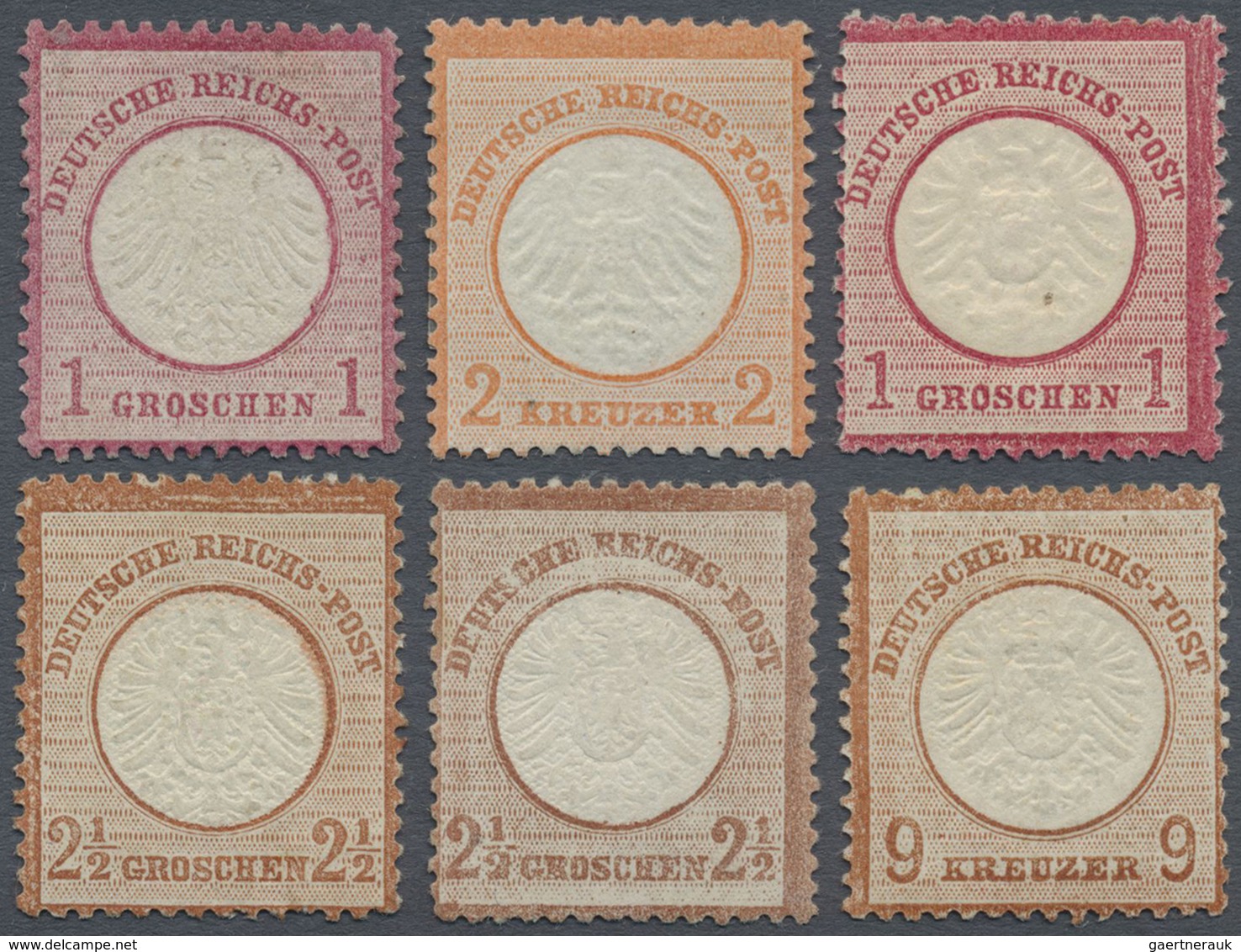 (*)/* Deutsches Reich - Brustschild: 1872, Kleiner Schild 1 Gr. Karmin Und 2 Kr. Orange, Großer Schild 1 G - Unused Stamps