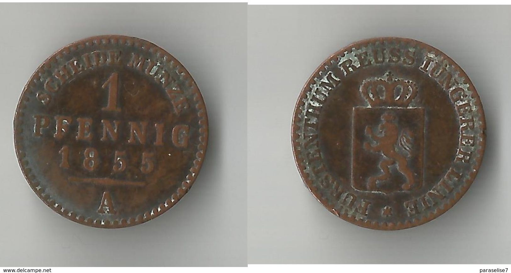 REUSS - SCHEIZ 1  PFENNIG   1855 A - Groschen & Andere Kleinmünzen