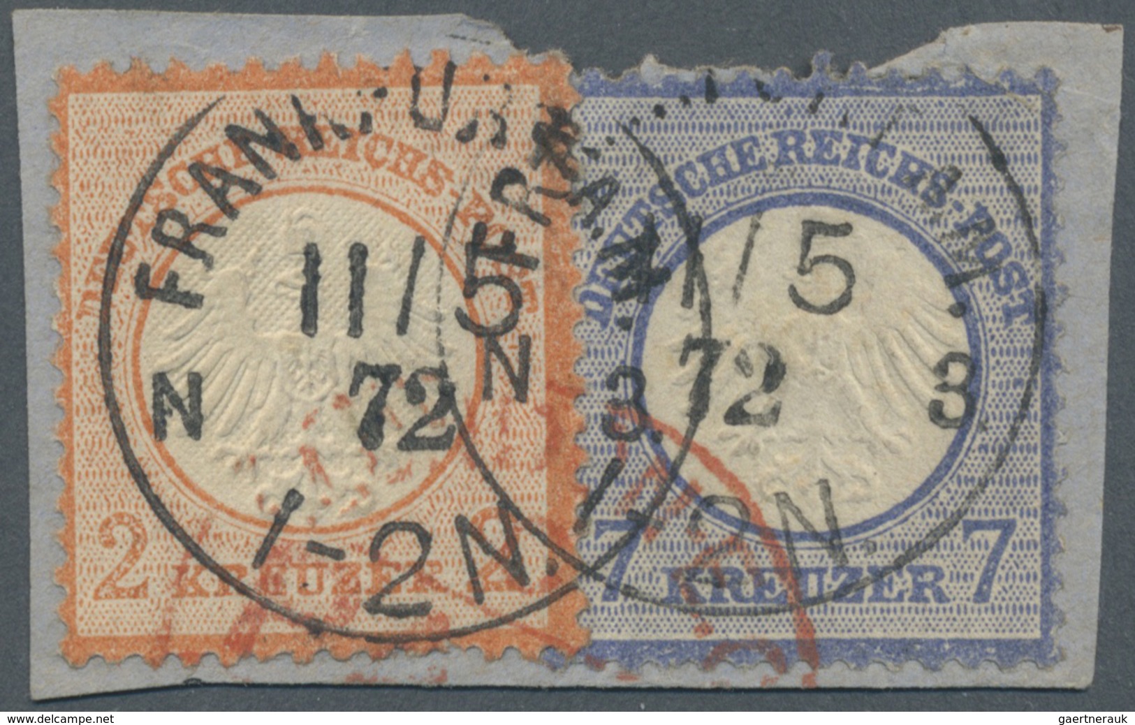 Brfst Deutsches Reich - Brustschild: 1872, 2 Kr. Rötlichorange Und 7 Kr. Grauultramarin Mit Kleinem Schild - Neufs