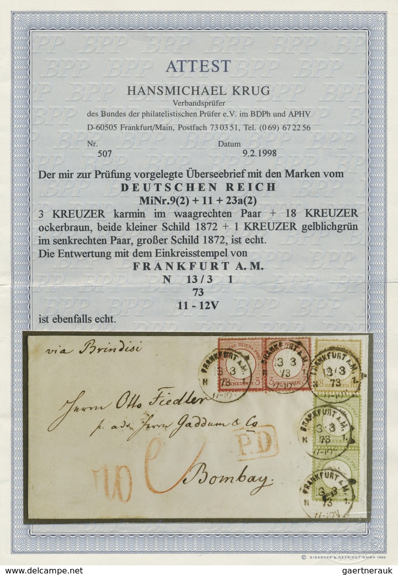 Br Deutsches Reich - Brustschild: 1872, 18 Kr. Ockerbraun Und Waagerechtes Paar 3 Kr. Kleiner Schild In - Ungebraucht