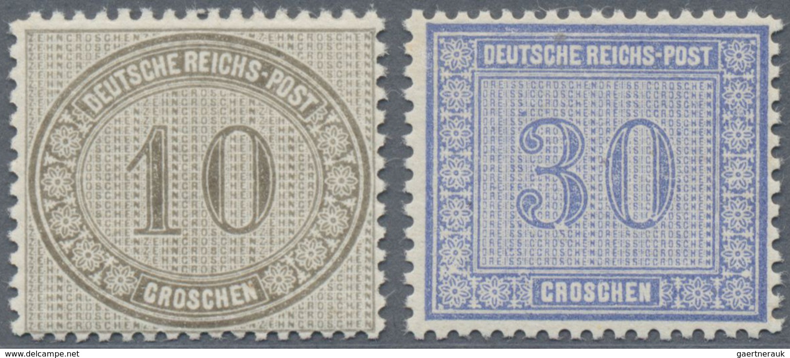 ** Deutsches Reich - Brustschild: 1872, Luxussatz 10 Gr. Und 30 Gr. PL F. Offene '3' In 30 Gr. - Neufs