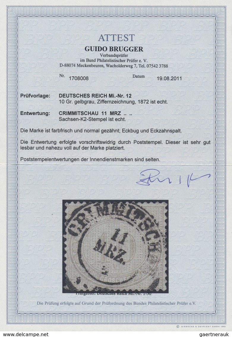 O Deutsches Reich - Brustschild: 1872, 10 Gr. Ziffernzeichnung Gelbgrau Mit Praktisch Vollständiger Po - Nuovi