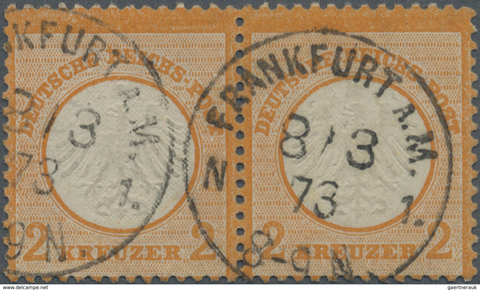 O Deutsches Reich - Brustschild: 1872, 2 Kr. Orange, Kleiner Schild, Im Waagerechten Paar, Sehr Sauber - Ungebraucht