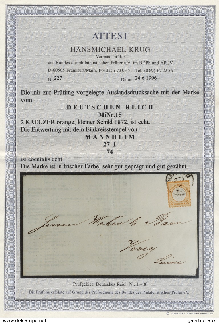 Br Deutsches Reich - Brustschild: 1872: 2 Kr. Orange, Auf Weißer Auslandsdrucksache (voller Inhalt) In - Neufs