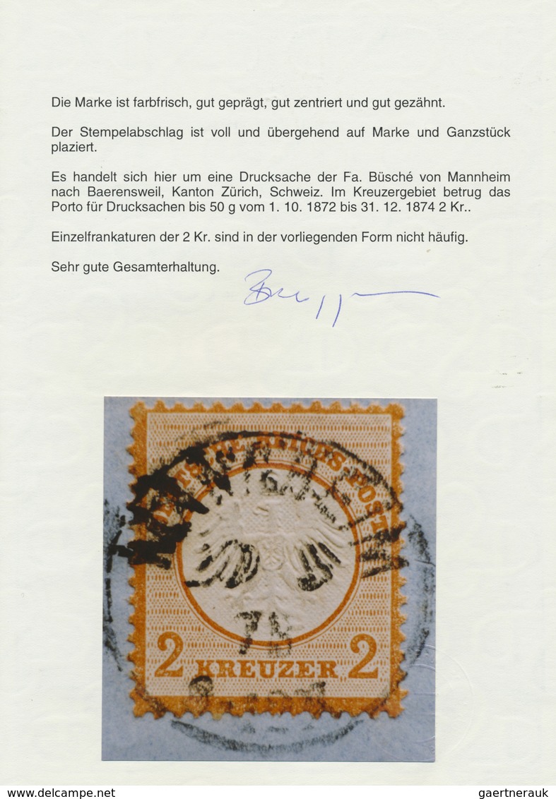 Br Deutsches Reich - Brustschild: 1872, Kleiner Schild 2 Kr. Gelblichorange Als Einzelfrankatur Auf Dru - Ungebraucht