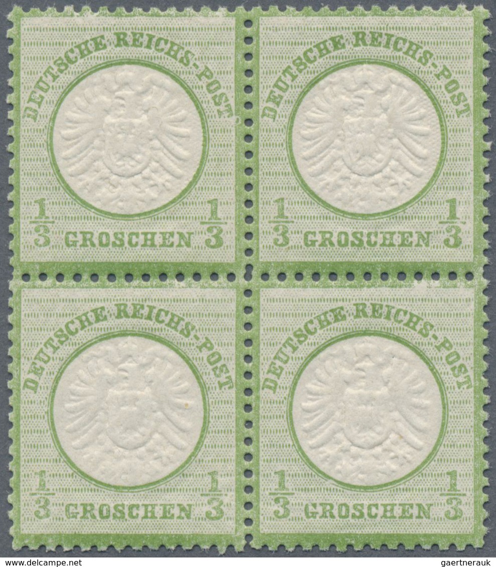 ** Deutsches Reich - Brustschild: 11872, Gelblichgrün 1/3 Groschen, Ausgesucht Schöner Luxus-4er Block - Neufs