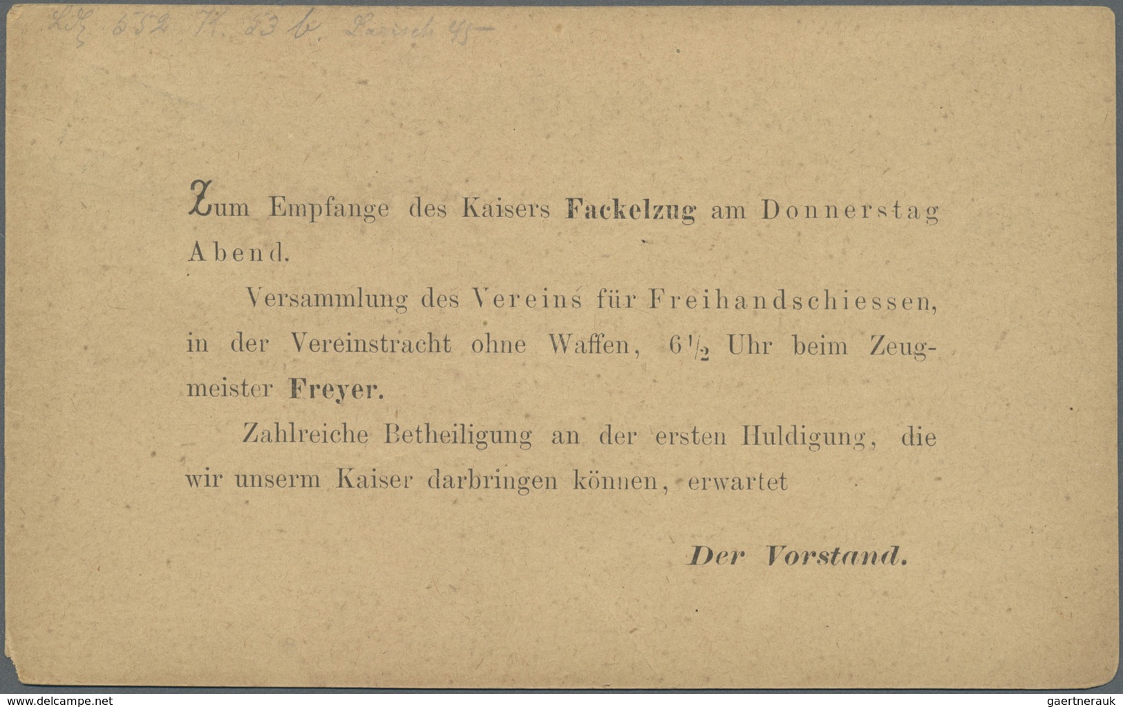 Br Deutsches Reich - Brustschild: 1872, Grosser Schild 1/3 Gr. Grün Als Orts-Drucksachenporto Auf Postk - Neufs