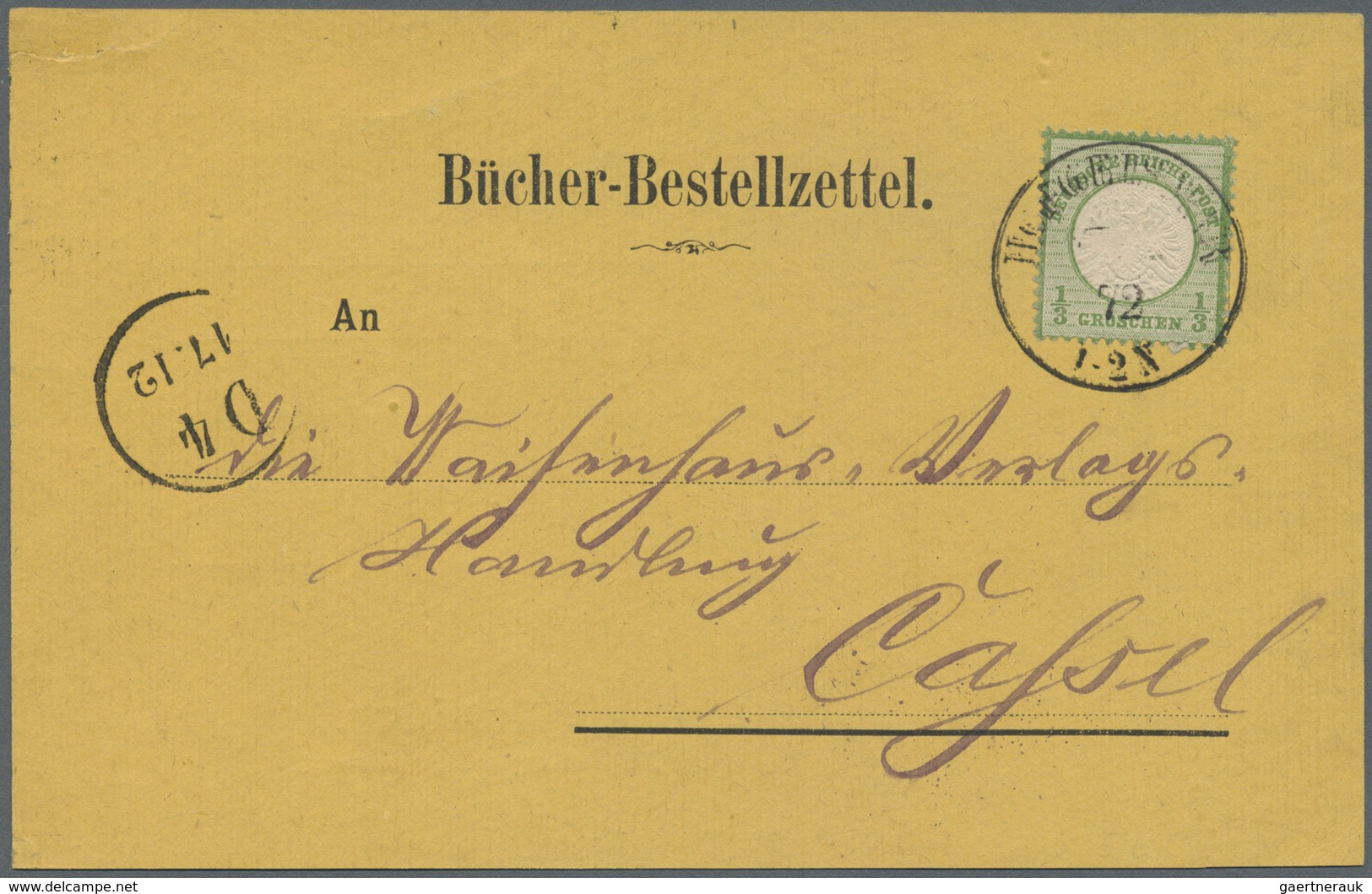 Br Deutsches Reich - Brustschild: 1872 Grosser Schild 1/3 Groschen In Farbe B Dunkelgrün Auf Vorgedruck - Ungebraucht