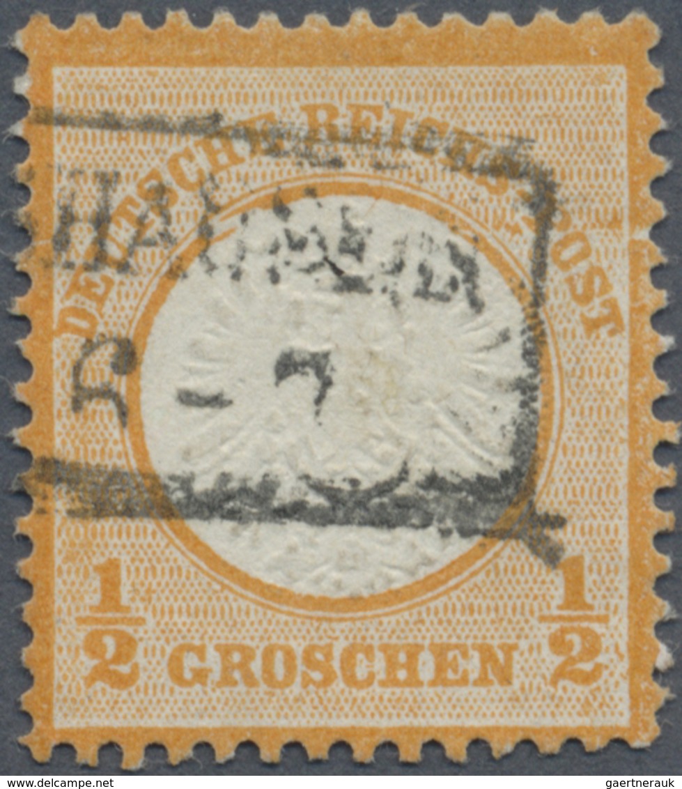 O Deutsches Reich - Brustschild: 1872, ½ Gr. Orange Großer Schild Mit PLATTENFEHLER „Kreisbruch Unter - Neufs