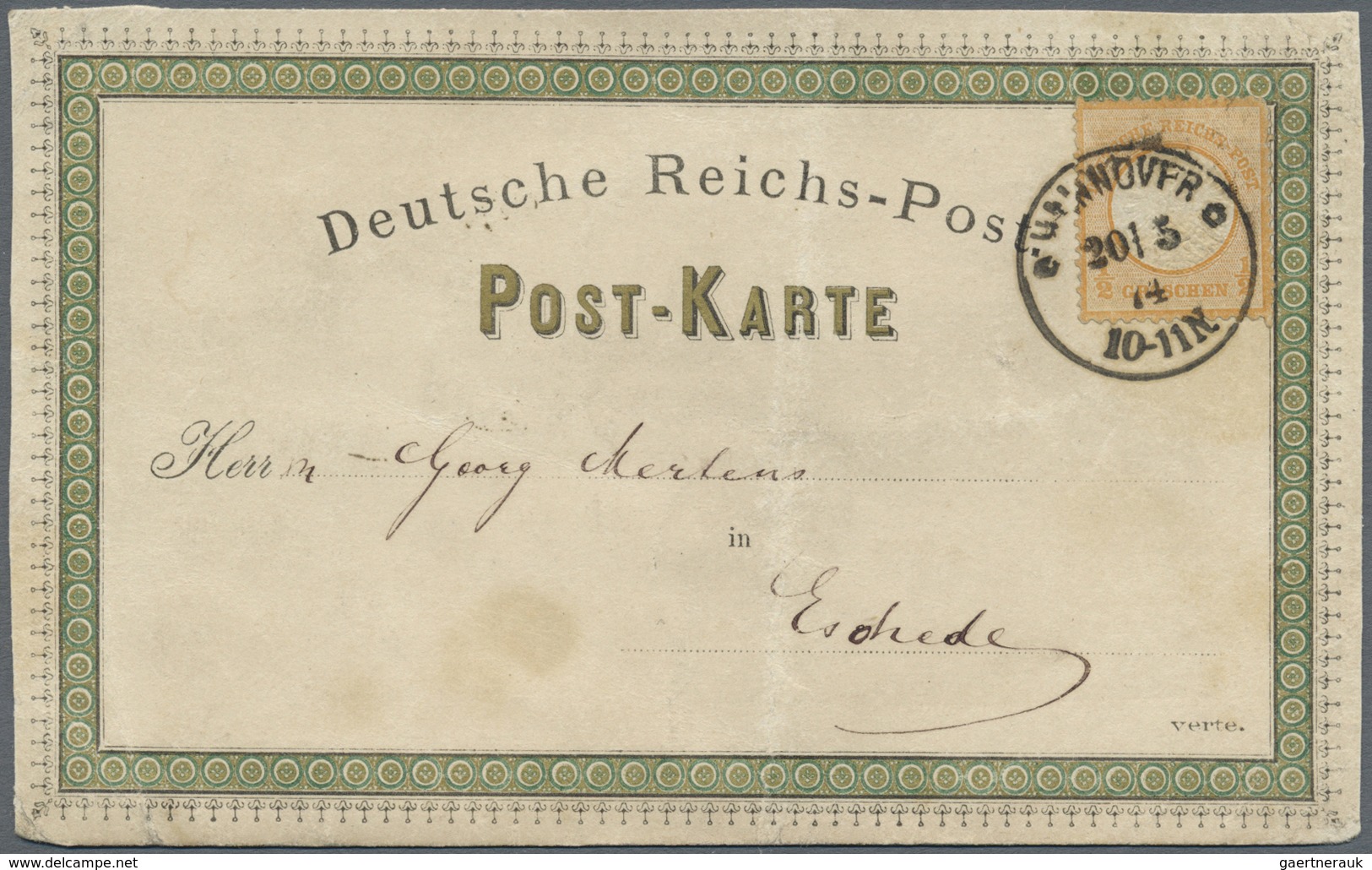 Br Deutsches Reich - Brustschild: 1872, Grosser Schild ½ Gr. Orange Auf Privater FARBIGER VORDRUCK Post - Neufs