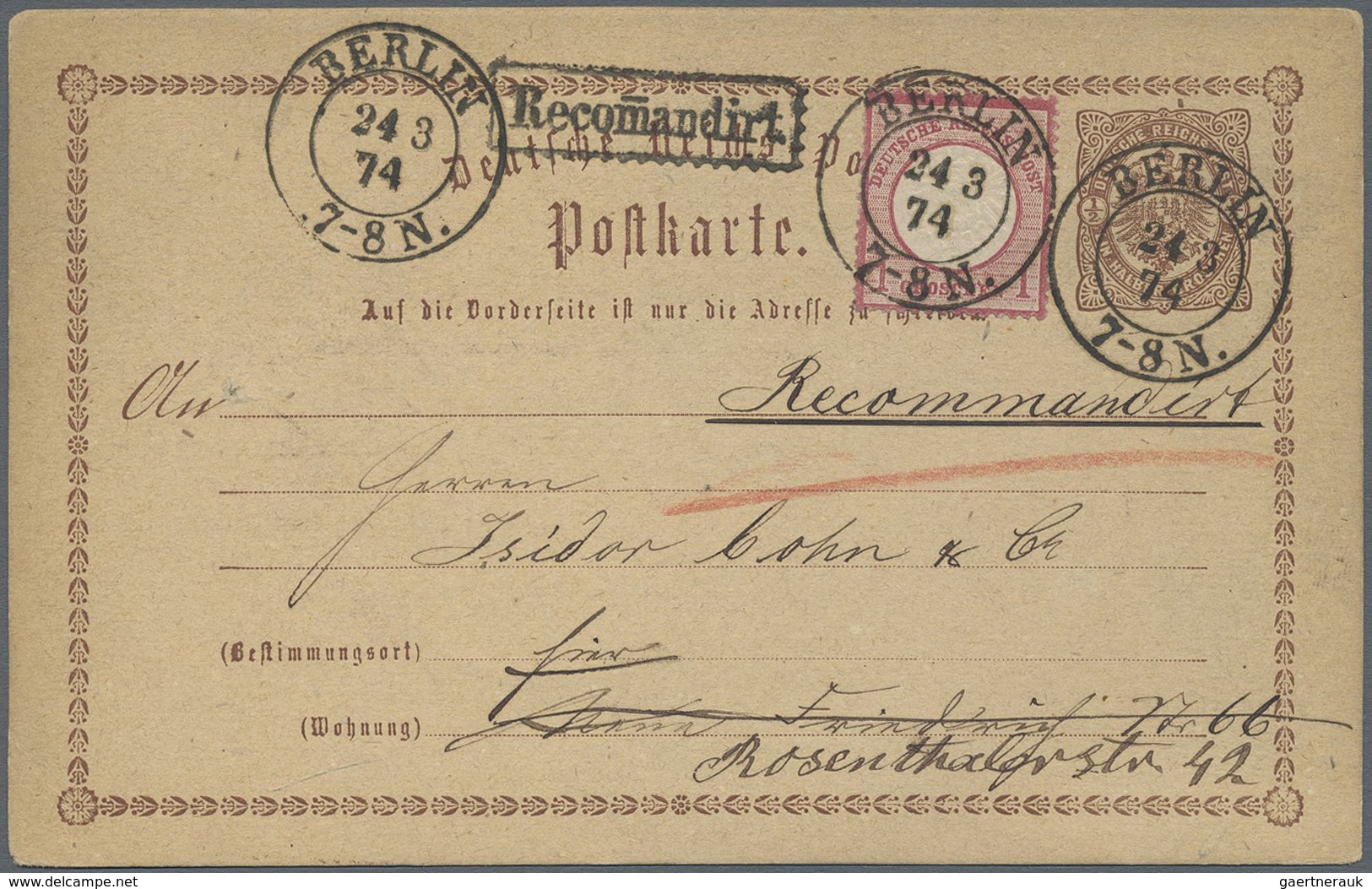 GA Deutsches Reich - Brustschild: 1872, 1 Gr. Karmin, Großer Schild Als Portogerechte Zufrankatur Auf 1 - Neufs