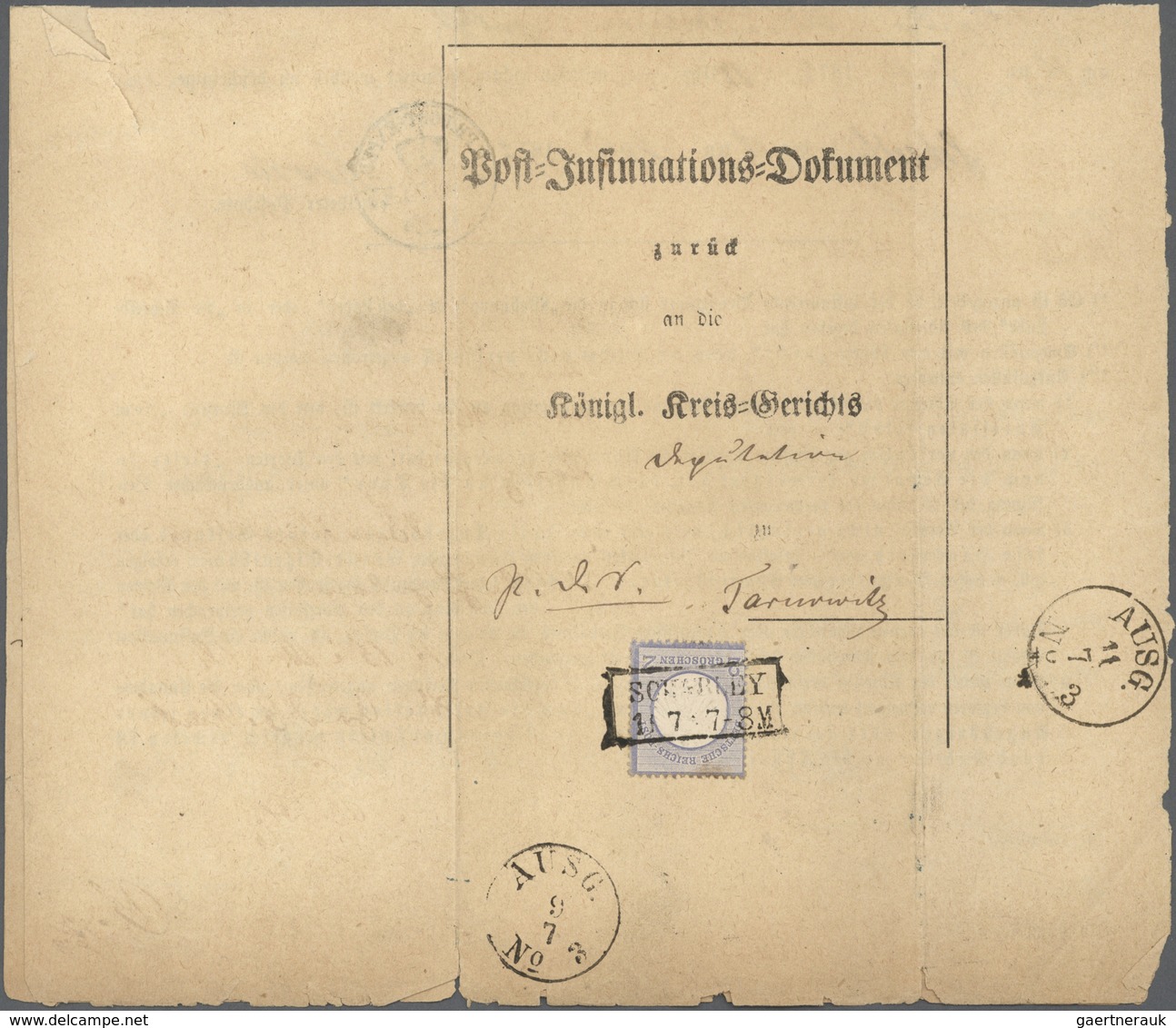 Br Deutsches Reich - Brustschild: 1872, 2x Vordruck-Insinuations-Dokumente Frankiert Einmal Mit 1 Gr Vo - Neufs