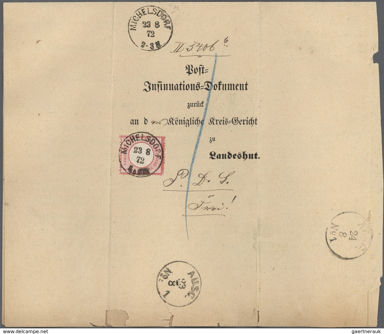 Br Deutsches Reich - Brustschild: 1872, 2x Vordruck-Insinuations-Dokumente Frankiert Einmal Mit 1 Gr Vo - Neufs