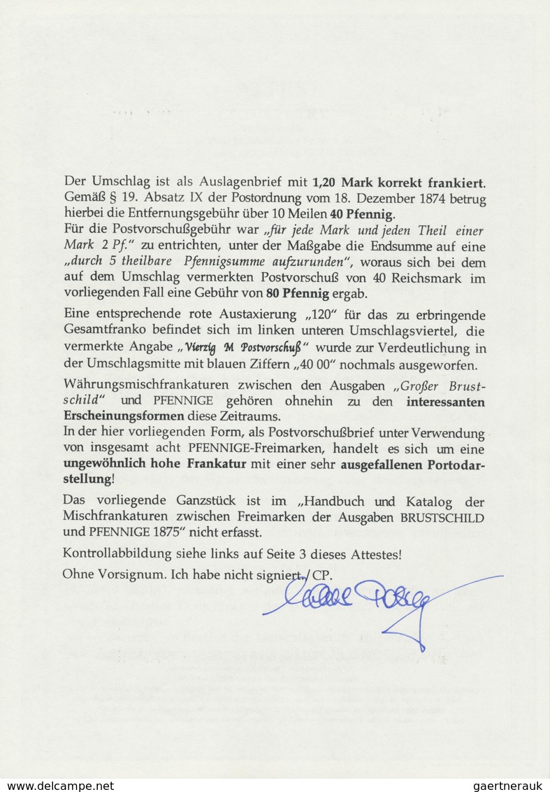 GA Deutsches Reich - Pfennige: 1875, Auslagenbrief In Seltener Währungsmischfrankatur 1 Groschen Ganzsa - Briefe U. Dokumente