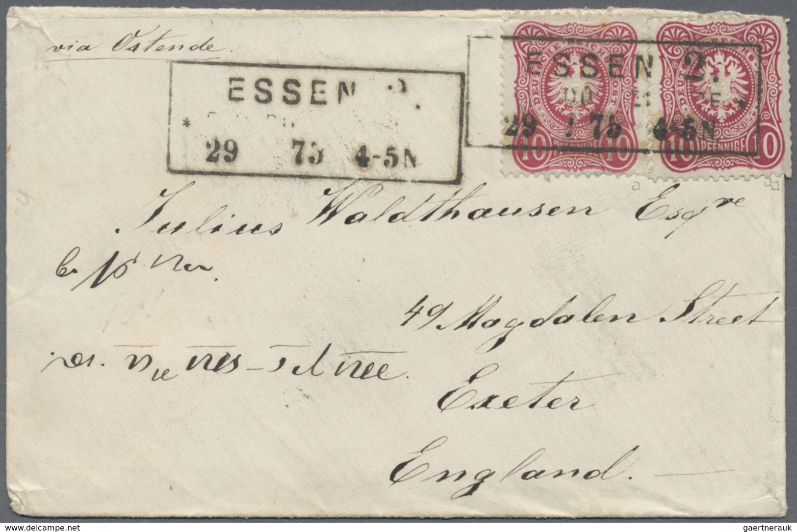 Br Deutsches Reich - Pfennige: 1875, 10 Pfge Lilarot Und 10 Pfge Blutrot, Nominalgleiche Mischfranktur - Lettres & Documents