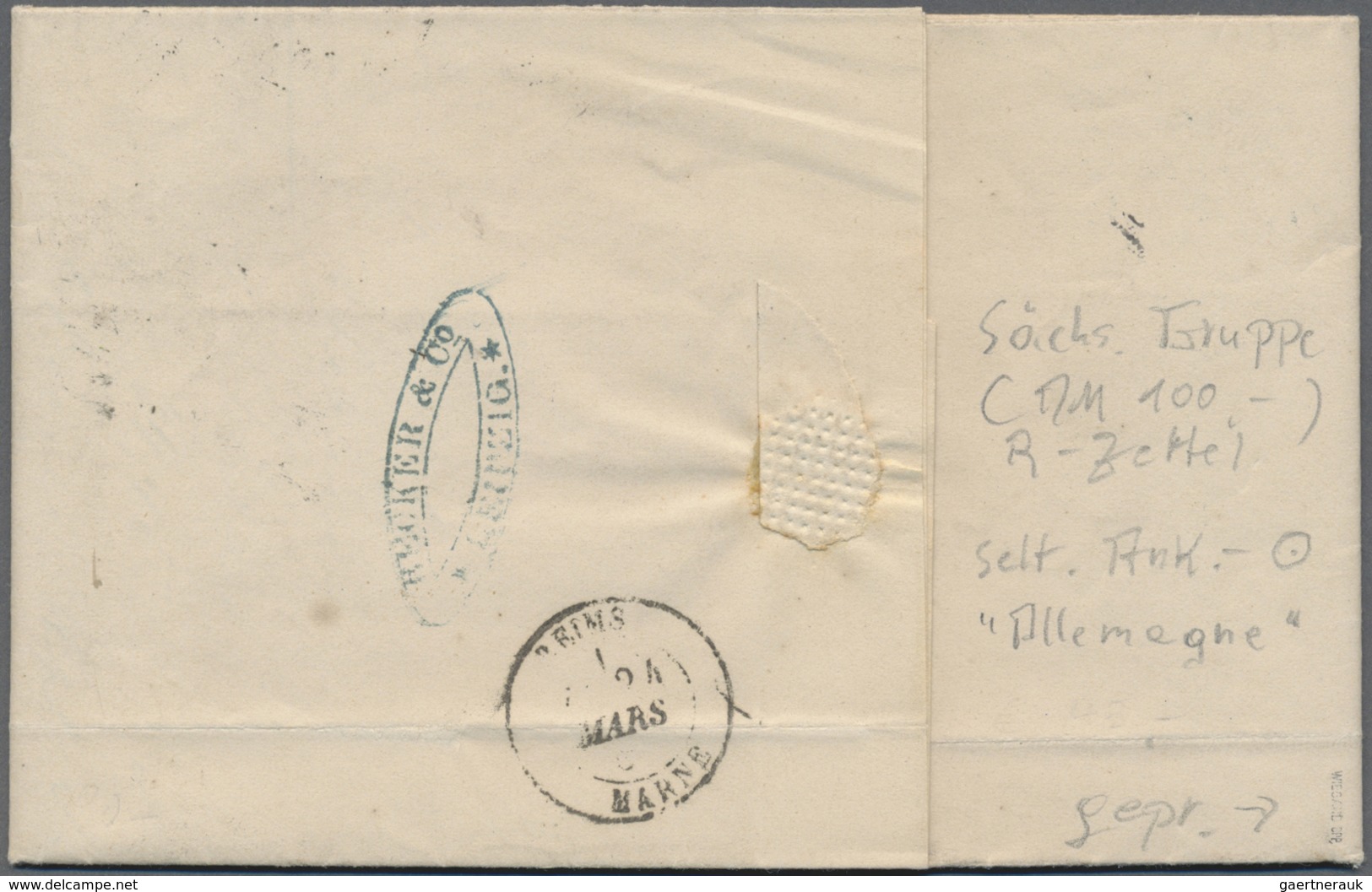 Br Deutsches Reich - Pfennige: 1875, Dreimal 20 Pfge Auf R-Brief Nach Reims Mit K1 „LEIPZIG 1, 22 3 80” - Briefe U. Dokumente