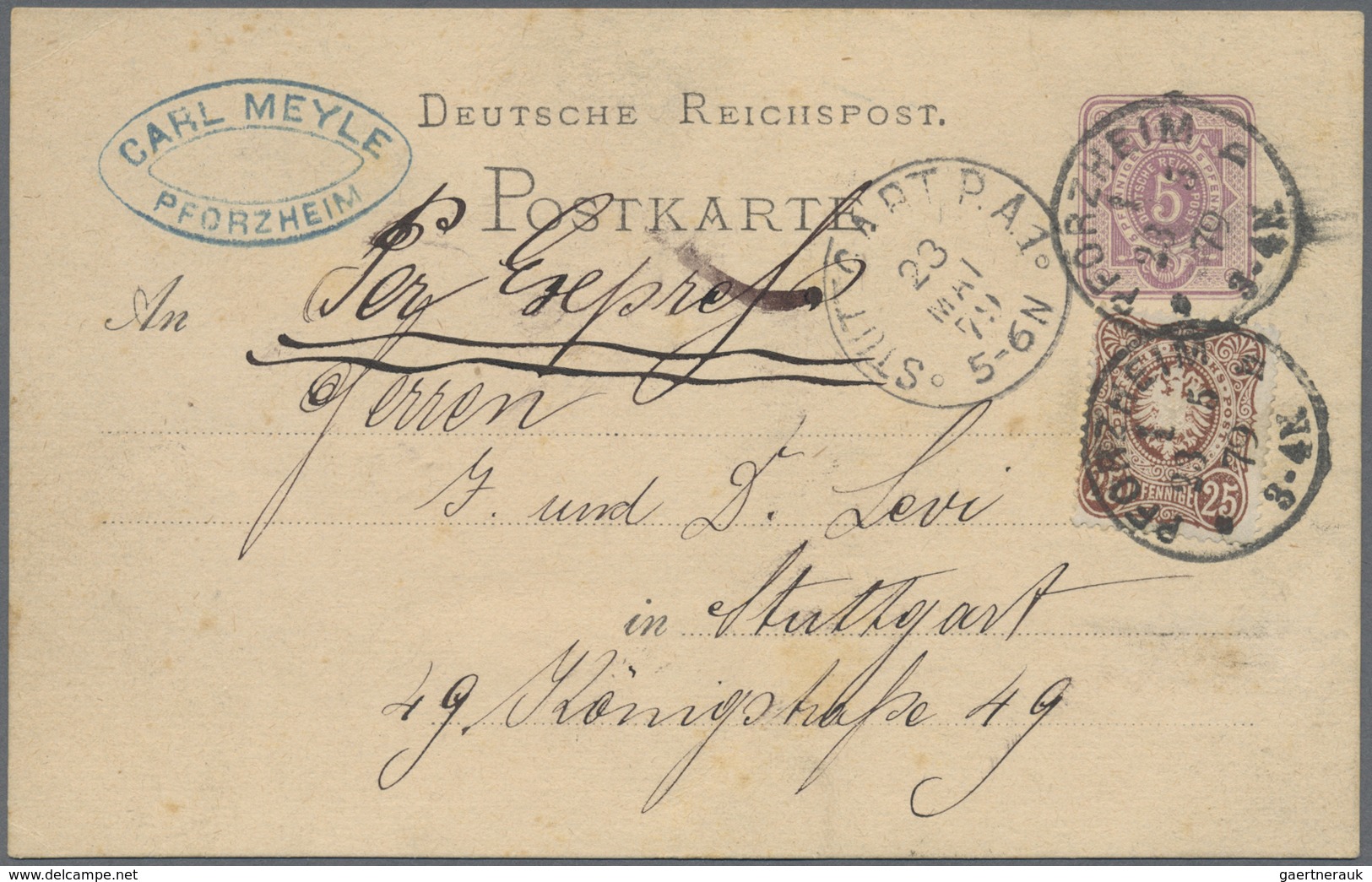 GA Deutsches Reich - Pfennige: 1879, Luxusstück Dieser Seltenen Farbe Auf 5 Pfg. Ganzsache Mit Stempel - Storia Postale
