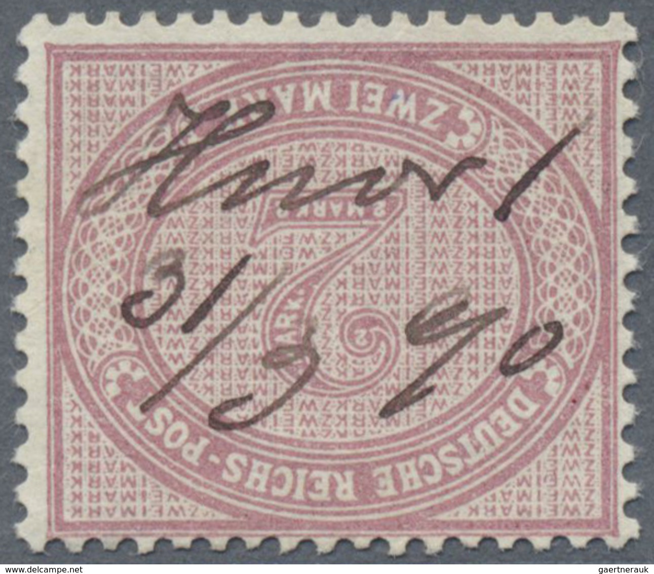 ~ Deutsches Reich - Pfennige: 1875, Innendienst 2 M, Mittelrosalila, Mit Federzug Entwertet, Signiert - Lettres & Documents