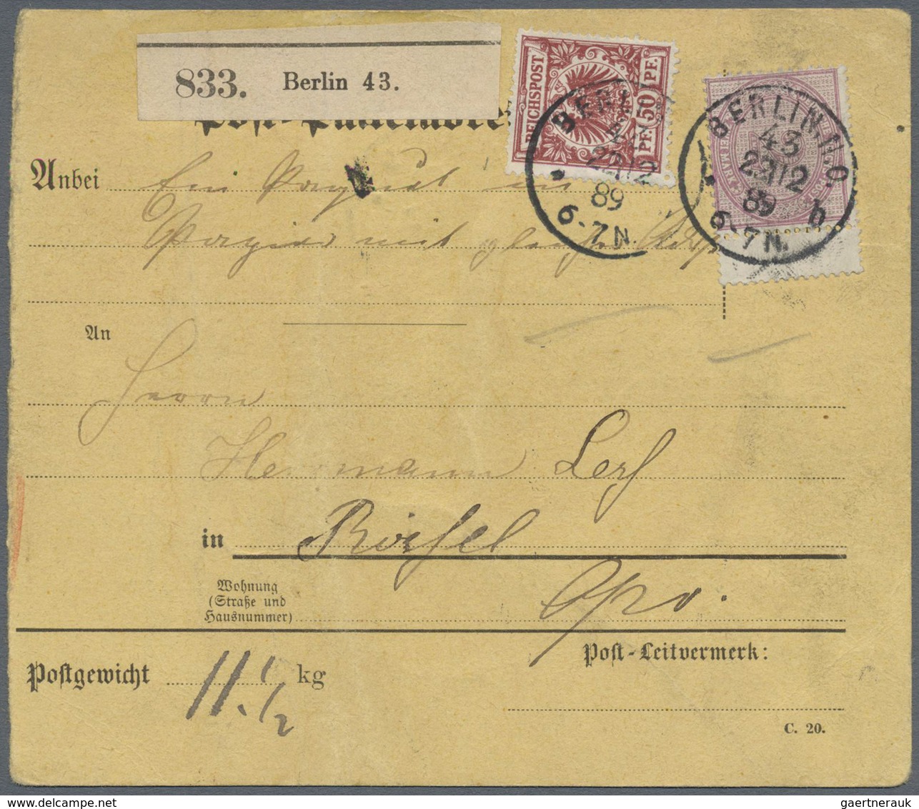 Br Deutsches Reich - Pfennige: 1875, 2 M. Mittelrosalila Mit Zwischenstegansatz Rechts Sowie Krone/Adle - Storia Postale