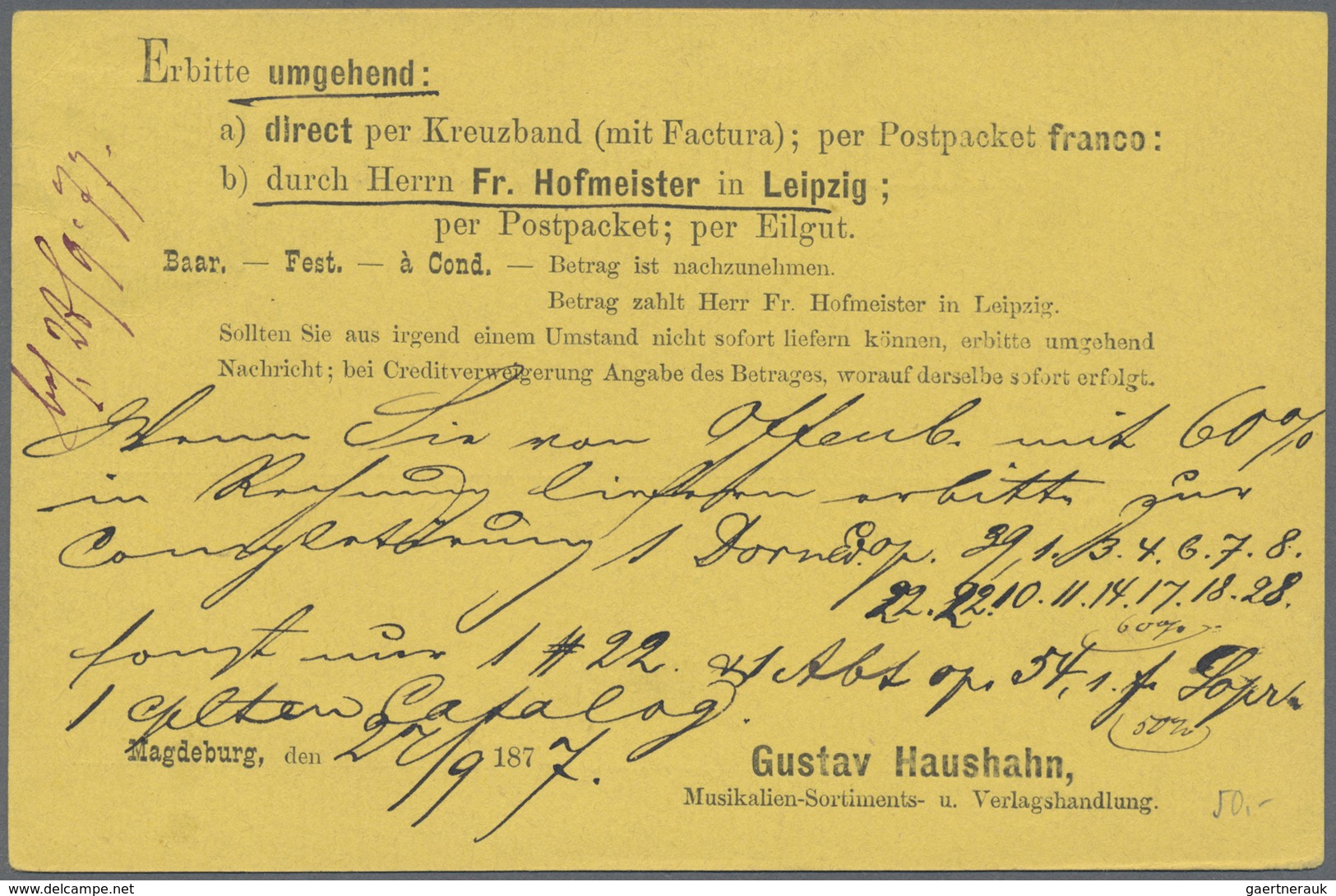 GA Deutsches Reich - Pfennig: 1877, Ganzsachen-Ausschnitt 5 Pfennig Violettpurpur Auf Vorgedrucktem "Mu - Ungebraucht