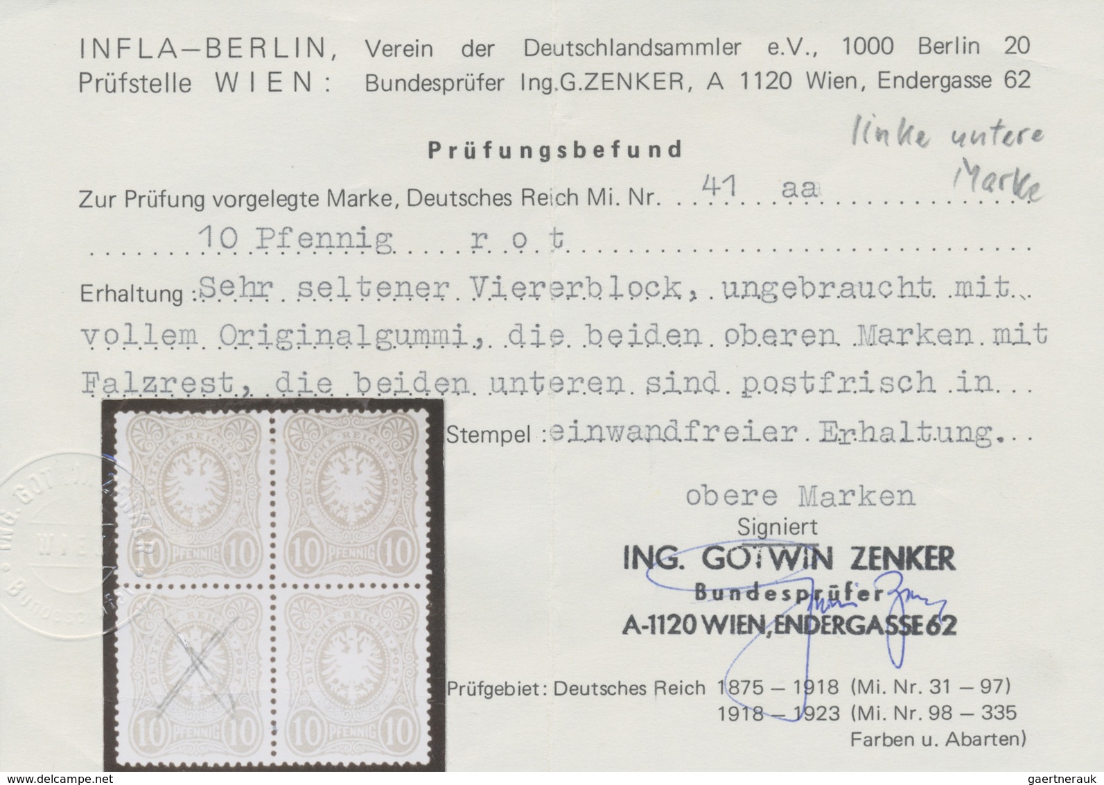 ** Deutsches Reich - Pfennig: 1881/1884, 10 Pfg. Reichsadler Im Oval, Rosarot (dunkelgelblichorange), P - Neufs