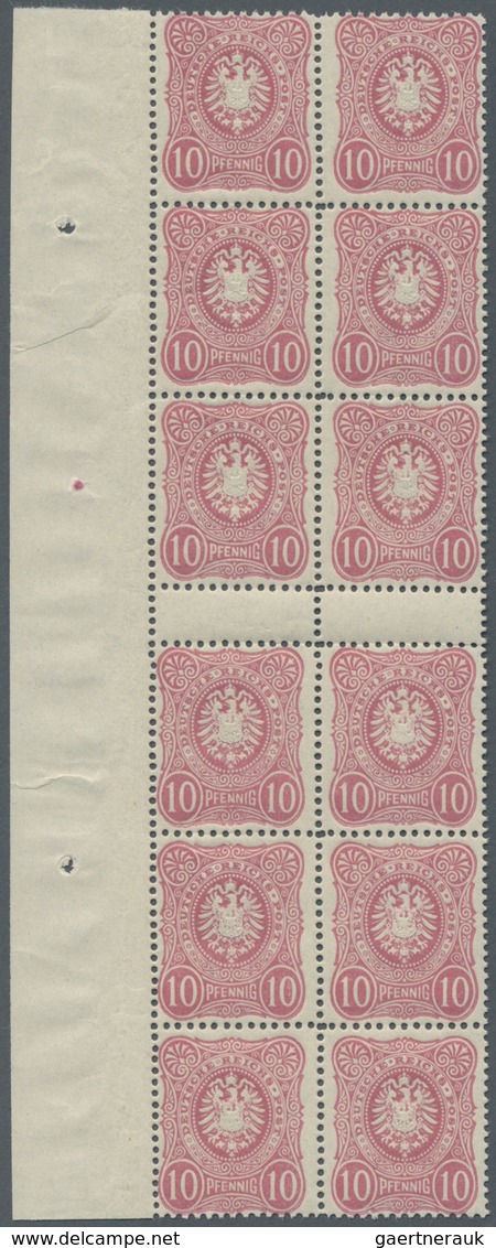 ** Deutsches Reich - Pfennig: 1880, 10 Pfg. Lebhaftrosa Frühauflage Im Senkrechten 12er-Block Mit Zwei - Ungebraucht