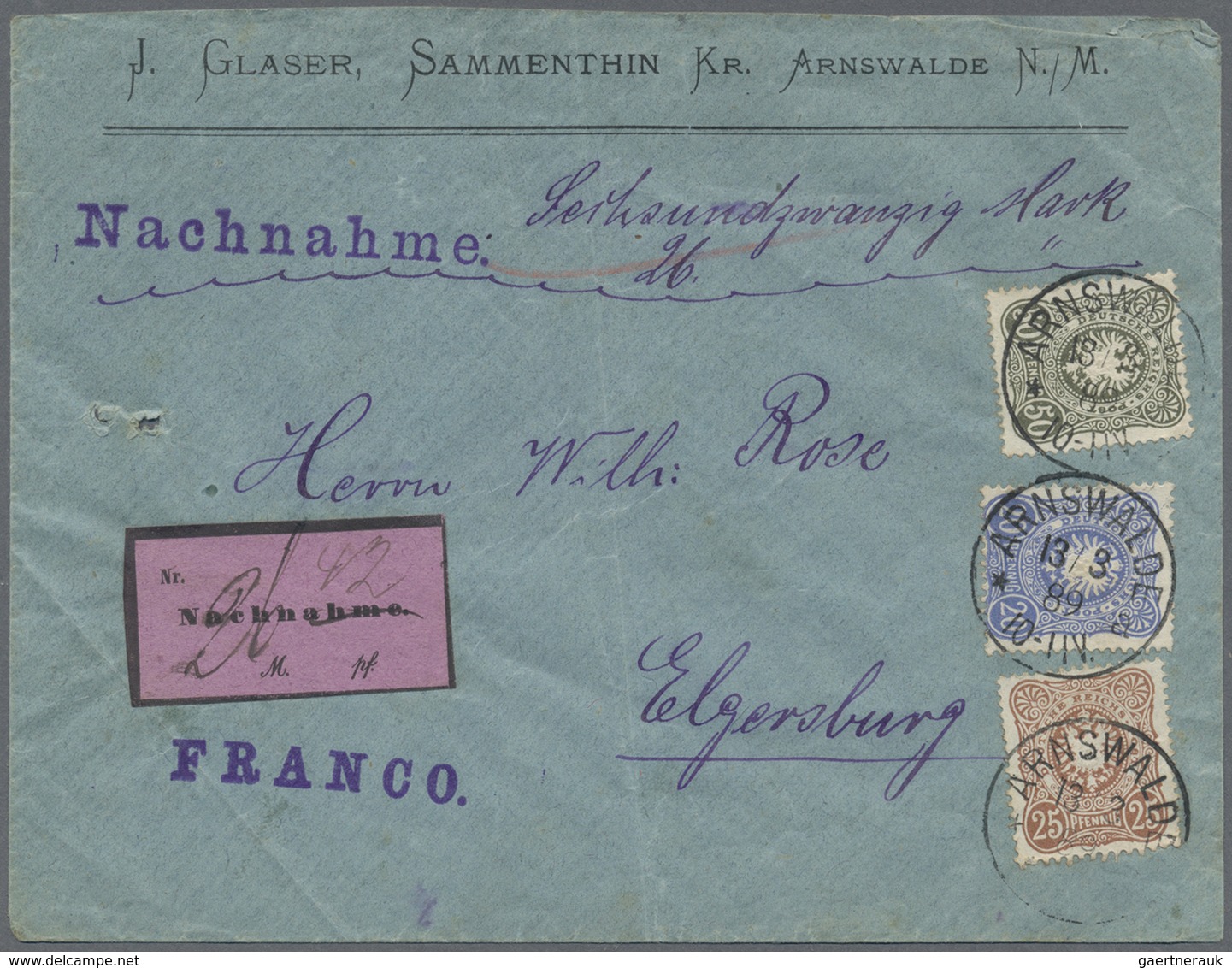 Br Deutsches Reich - Pfennig: 1887/1889, 2 Paketkarten Und 1 NN-Brief Mit Je 3-Farbenfrankatur Aus Bieb - Nuovi