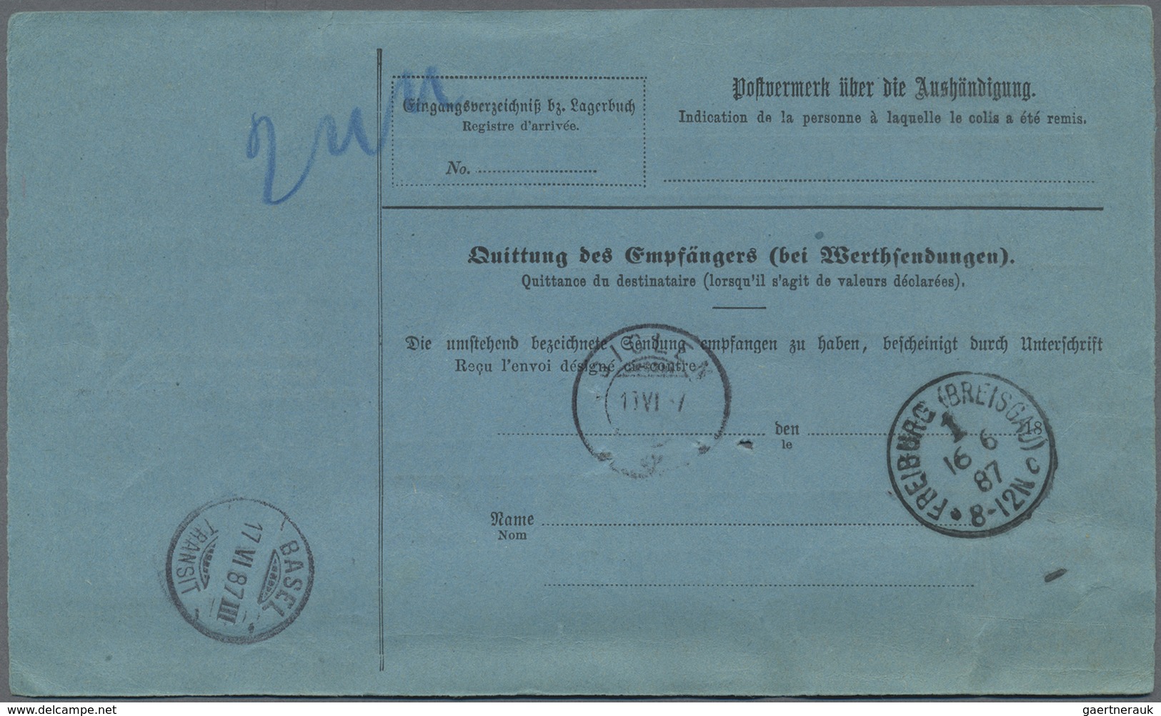 Br Deutsches Reich - Pfennig: 1887/1889, 2 Paketkarten Und 1 NN-Brief Mit Je 3-Farbenfrankatur Aus Bieb - Neufs