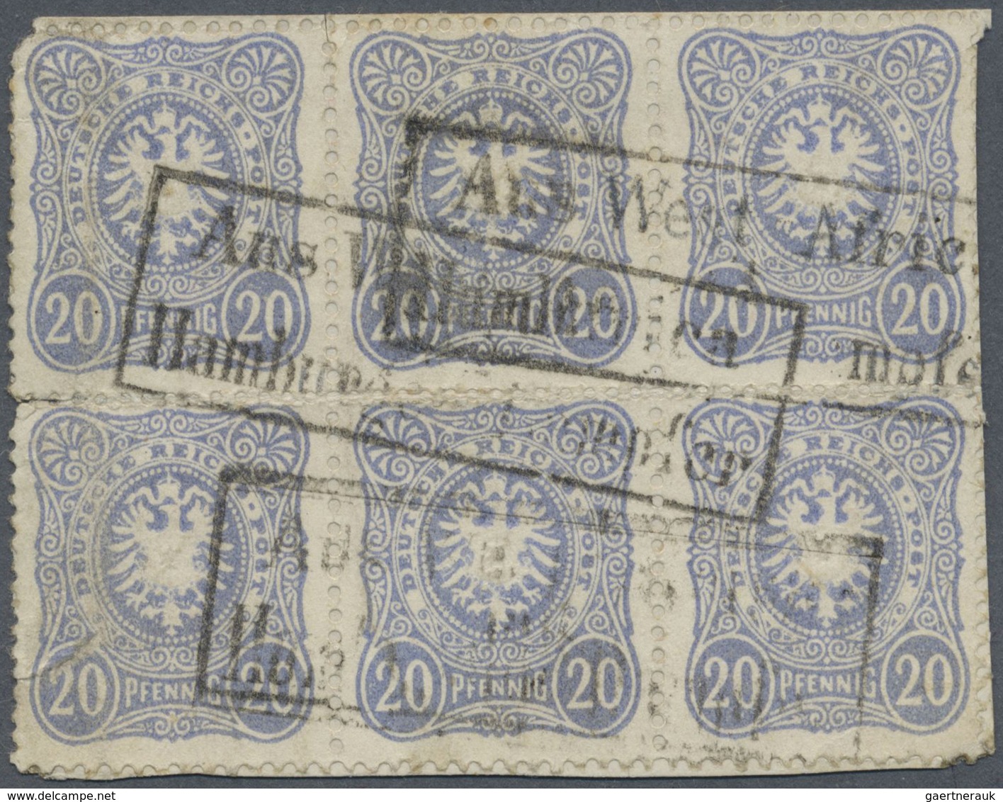 O Deutsches Reich - Pfennig: 1888, 20 Pfg. Ultramarin, Sechserblock Auf Briefstück Mit 3 X Ra 3 "Aus W - Nuovi