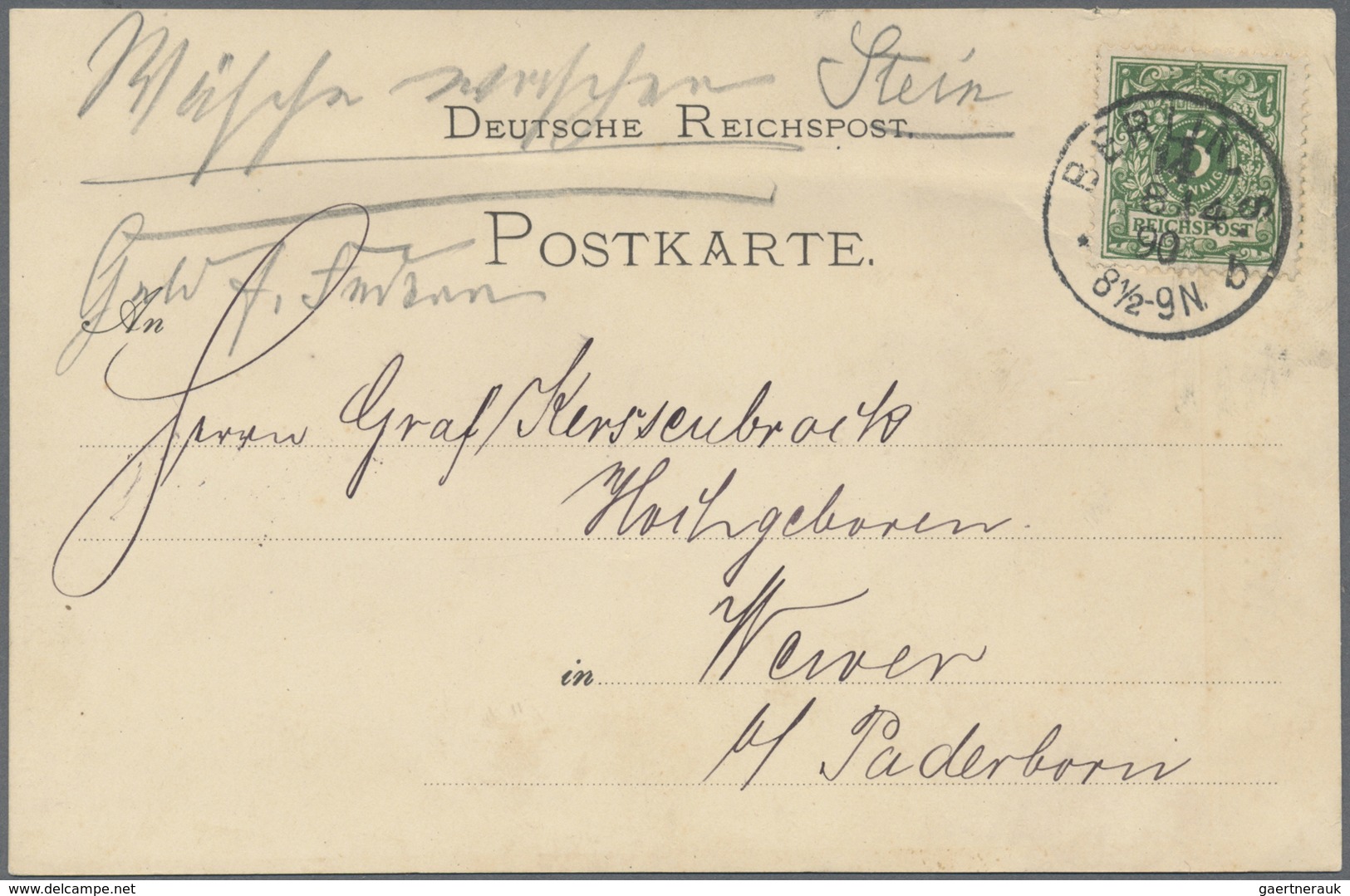 Br Deutsches Reich - Krone / Adler: 1890, 5 Pf Grün Krone/Adler, Breite Marke Als EF Auf Postkarte Von - Nuovi