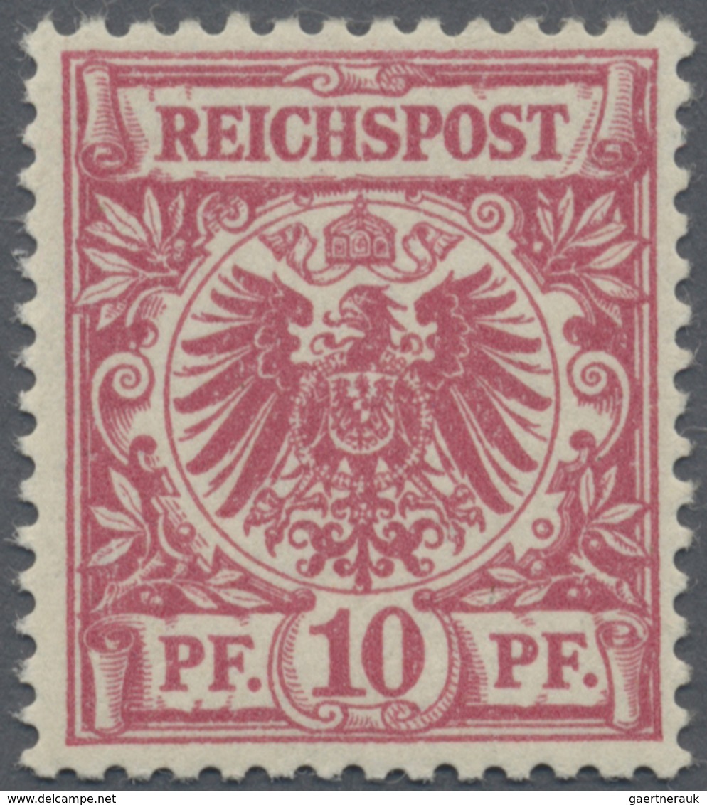 ** Deutsches Reich - Krone / Adler: 1889, Krone/Adler 10 Pf. Frühauflage Rosarot (UV Kaminrosa) Einwand - Neufs