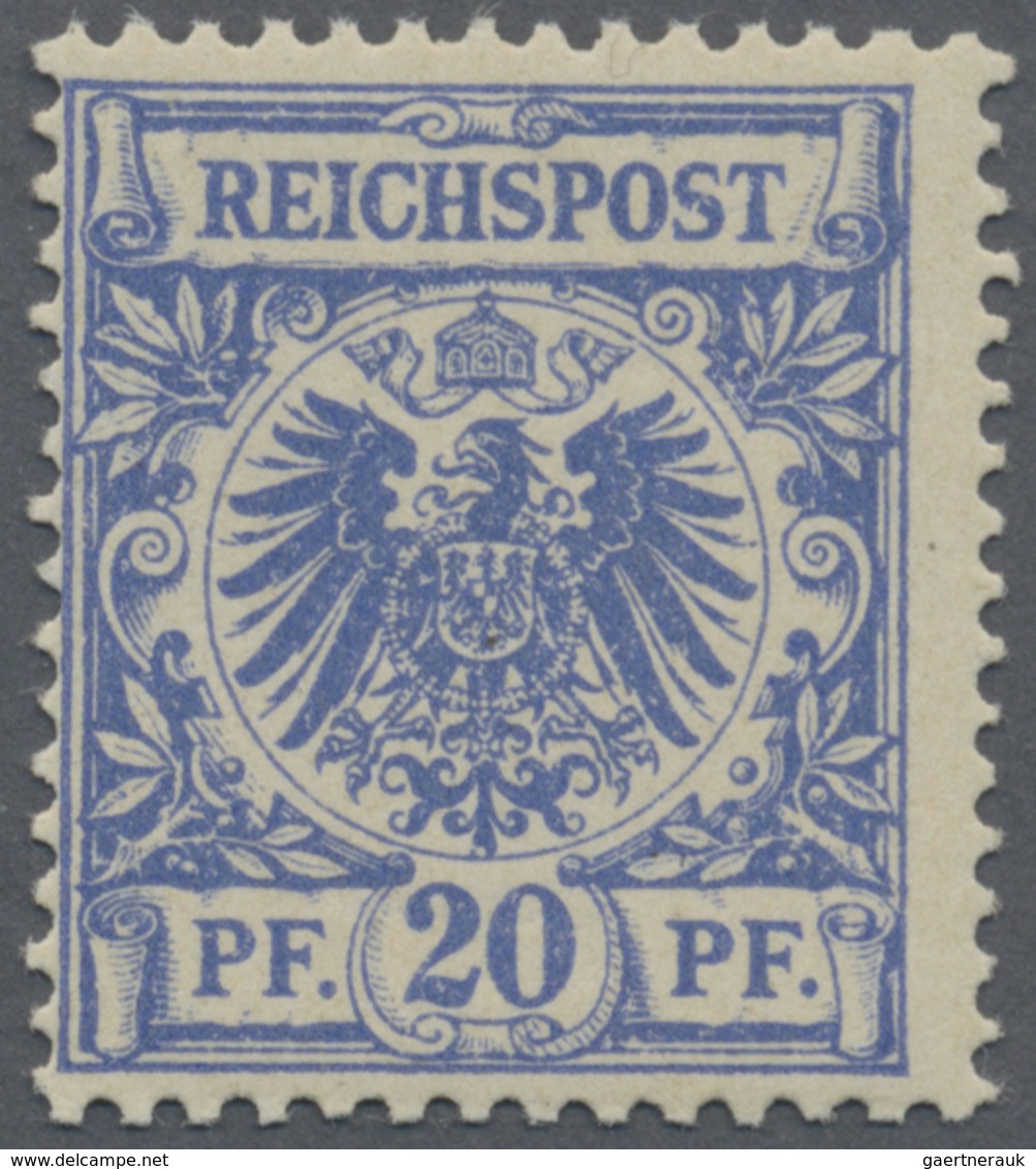 ** Deutsches Reich - Krone / Adler: 1889, Krone/Adler 20 Pf. Frühauflage Mittelultramarin (UV Blau) Ein - Ungebraucht