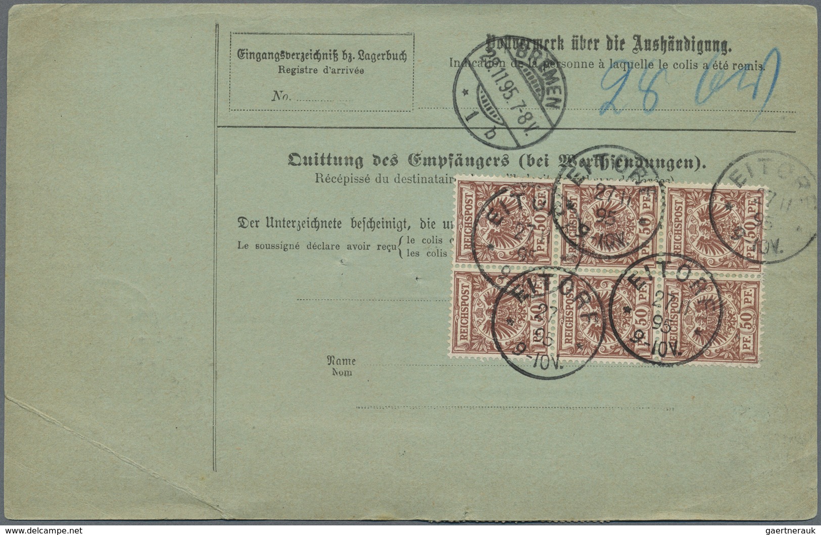 Br Deutsches Reich - Krone / Adler: 1895, 50 Pf Lilabraun, 14 Stück (6er-Block, 4er-Block Und 2 Paare) - Ungebraucht