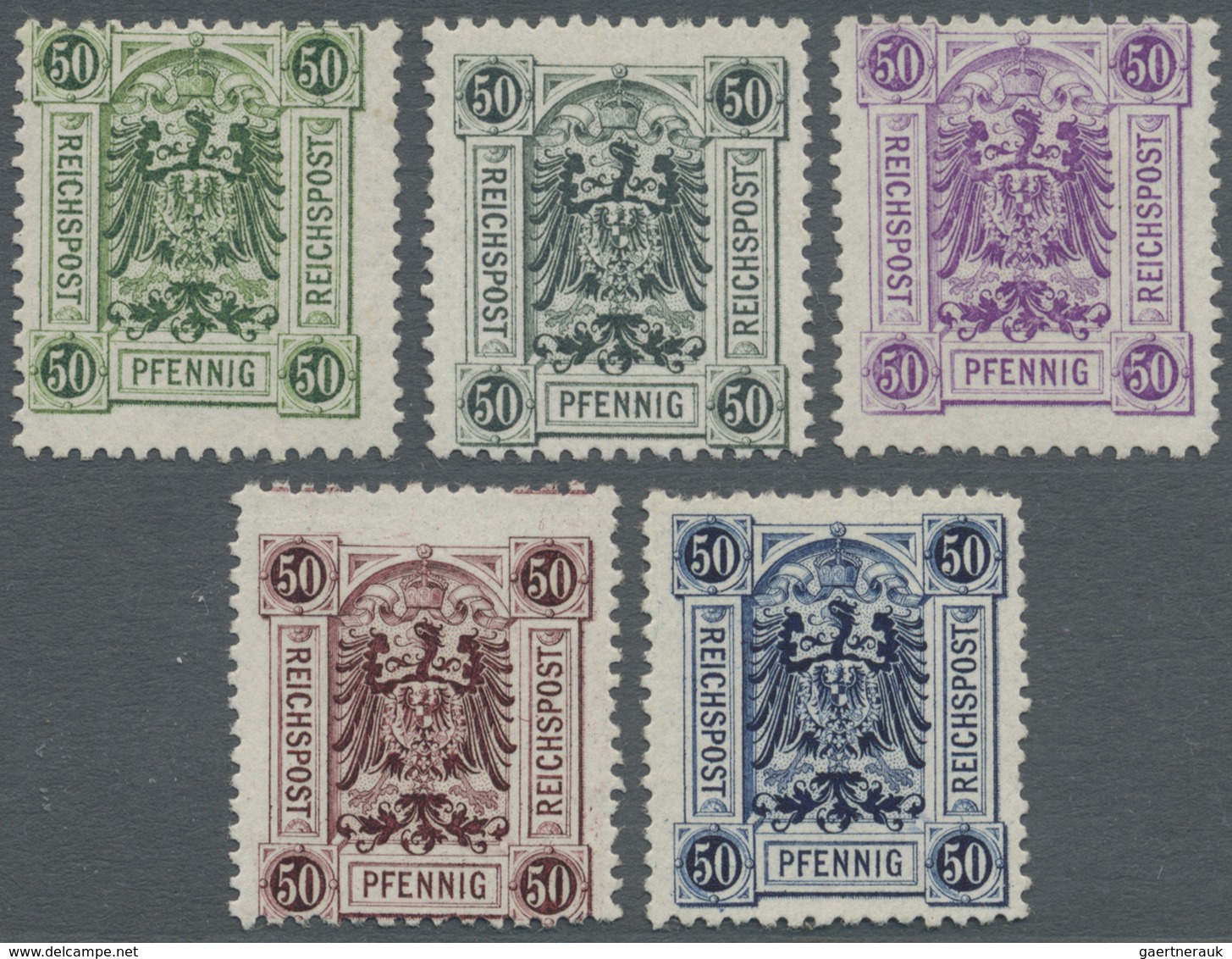 * Deutsches Reich - Krone / Adler: 50 Pfg., 6 ESSAIS Zur Erprobung Des Kupferstich-Tiefdrucks In 6 Ver - Neufs