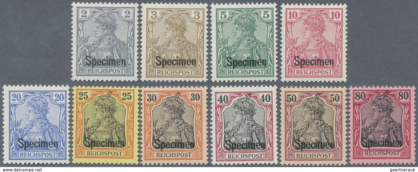 ** Deutsches Reich - Germania: 1900, Freimarken Germania 2 Pf Bis 80 Pf, Je Mit Aufdruck Specimen, Tauf - Ungebraucht