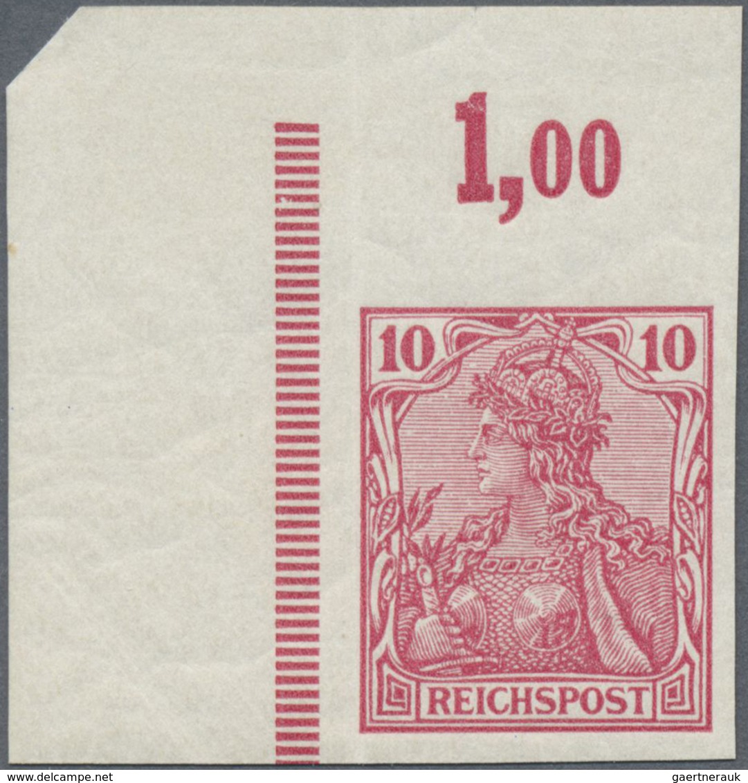 ** Deutsches Reich - Germania: 1900, 10 Pfg. Germania Linke Obere Bogenecke, Oben Links Im Außenrand Gu - Nuovi