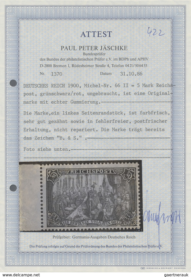 ** Deutsches Reich - Germania: 1900, 1Mk Bis 5 Mk Reichspost, 4 Postfrische Kabinettstücke Mit Randstüc - Neufs