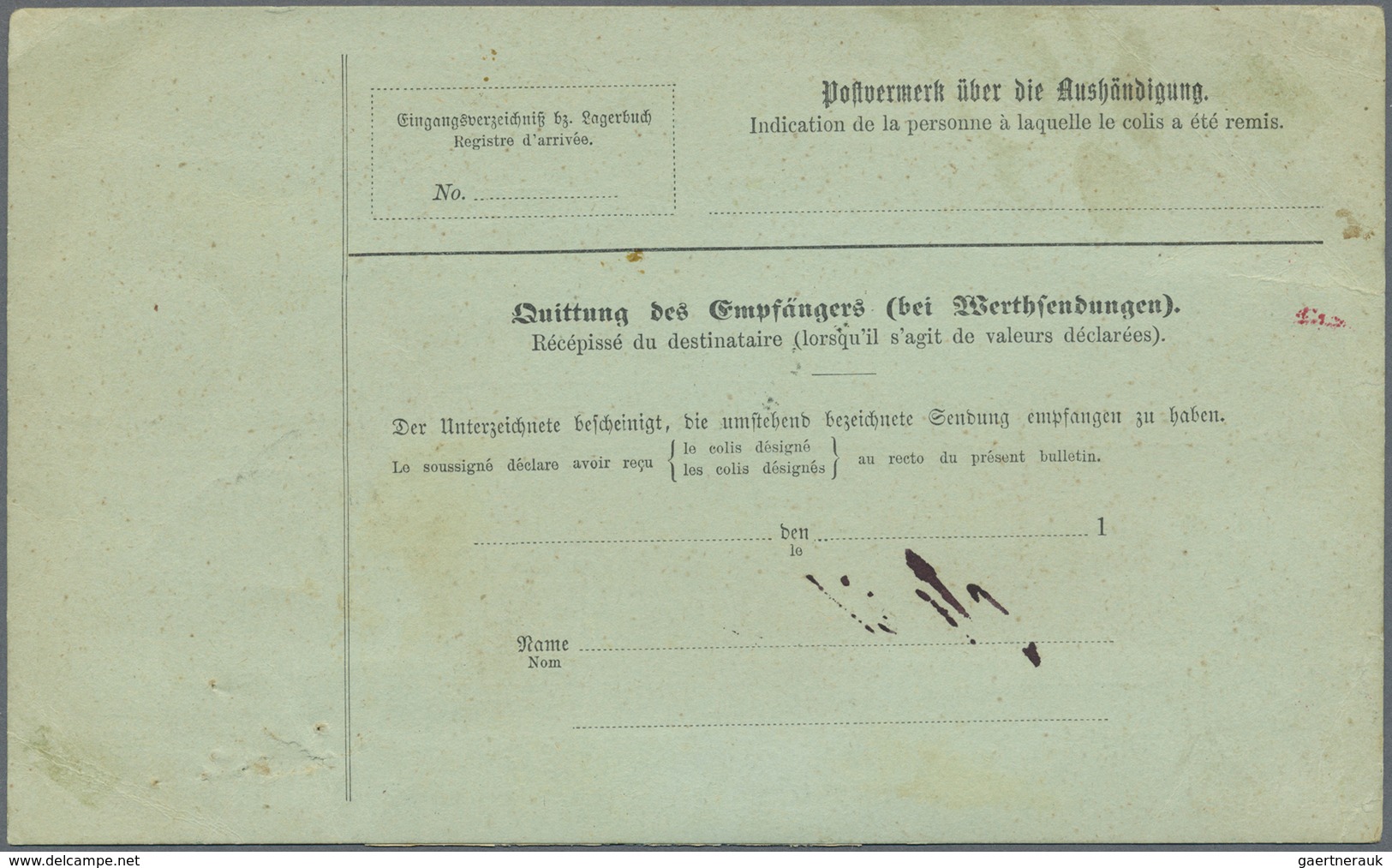 Br Deutsches Reich - Germania: 1900, 1 Mark Reichspost, Portogerechte EF Auf Auslands-Nachnahmepaketkar - Neufs