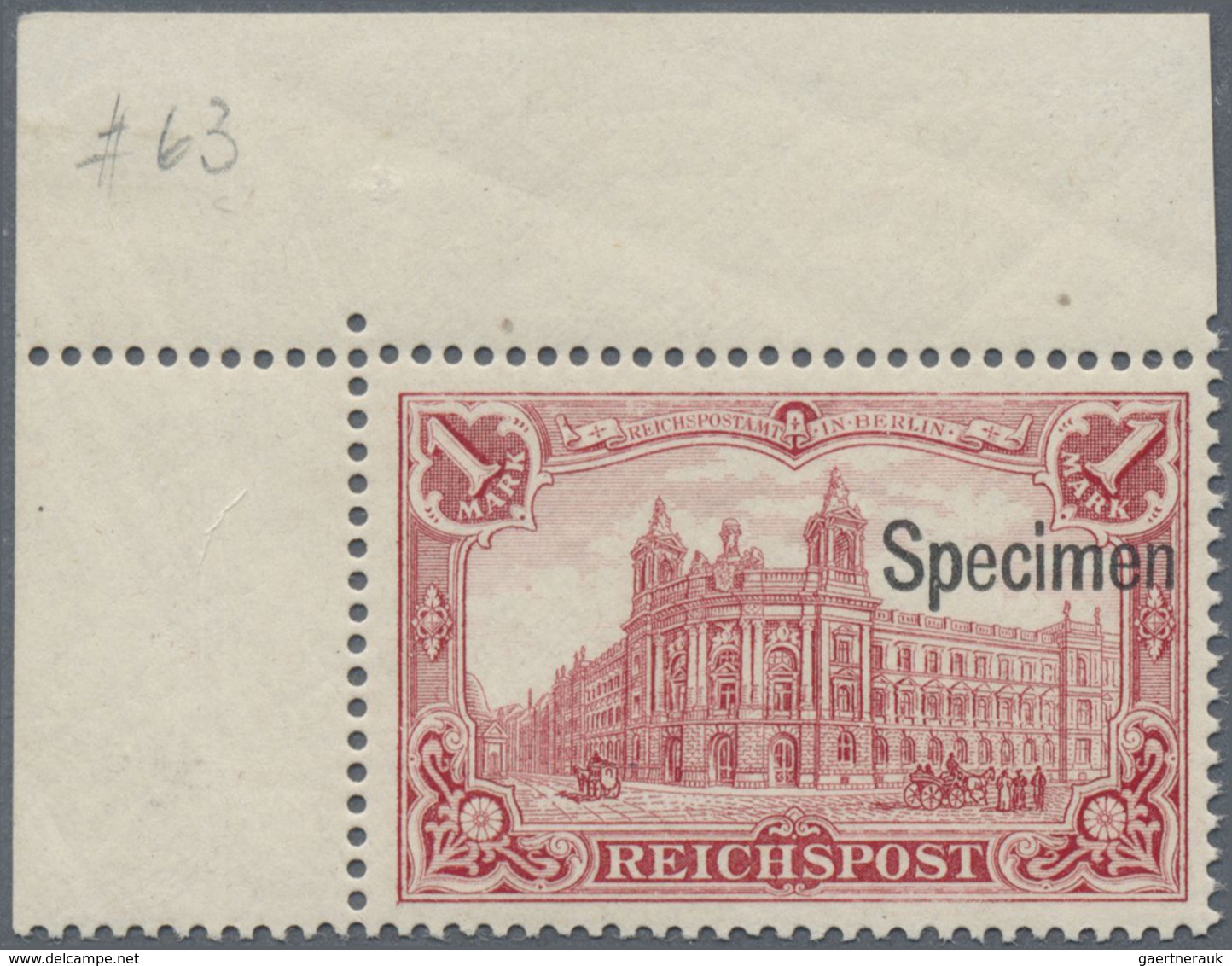 Br Deutsches Reich - Germania: 1900, 1 Mark Reichspost Dunkelkarminrot Mit Aufdruck „Specimen”, Farbfri - Nuovi