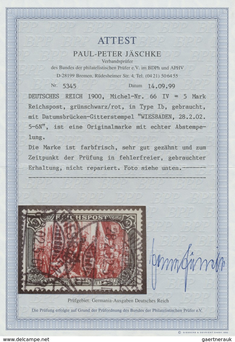 O Deutsches Reich - Germania: 1902, Freimarke 5 M. Grünschwarz/bräunlichkarmin, Type I (Nachmalung Nur - Nuovi