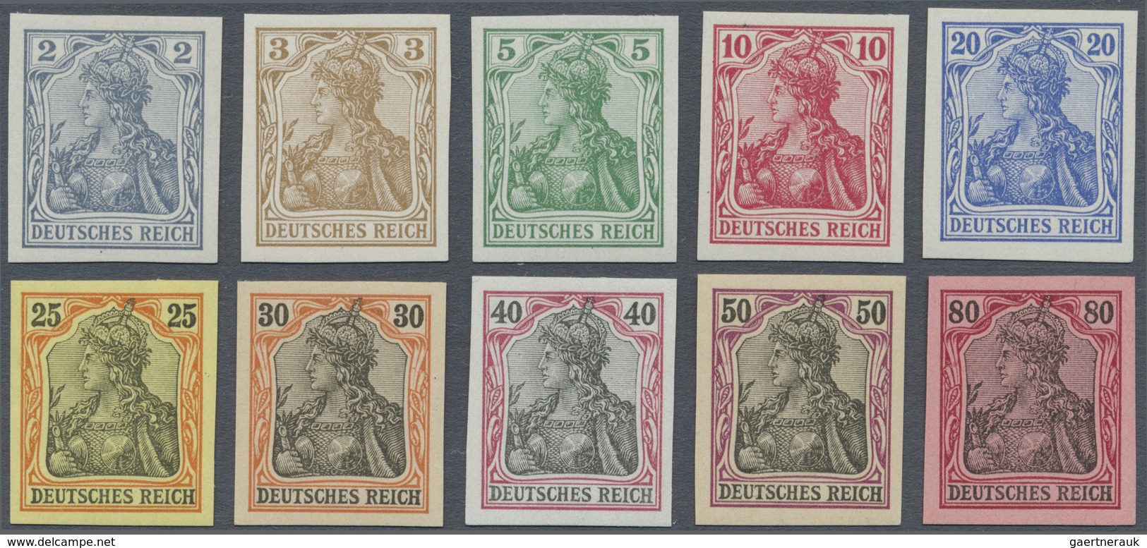 ** Deutsches Reich - Germania: 1902. Germania Ungezähnt. Ausgesuchter, Postfrischer Luxussatz. Geprüft - Ungebraucht