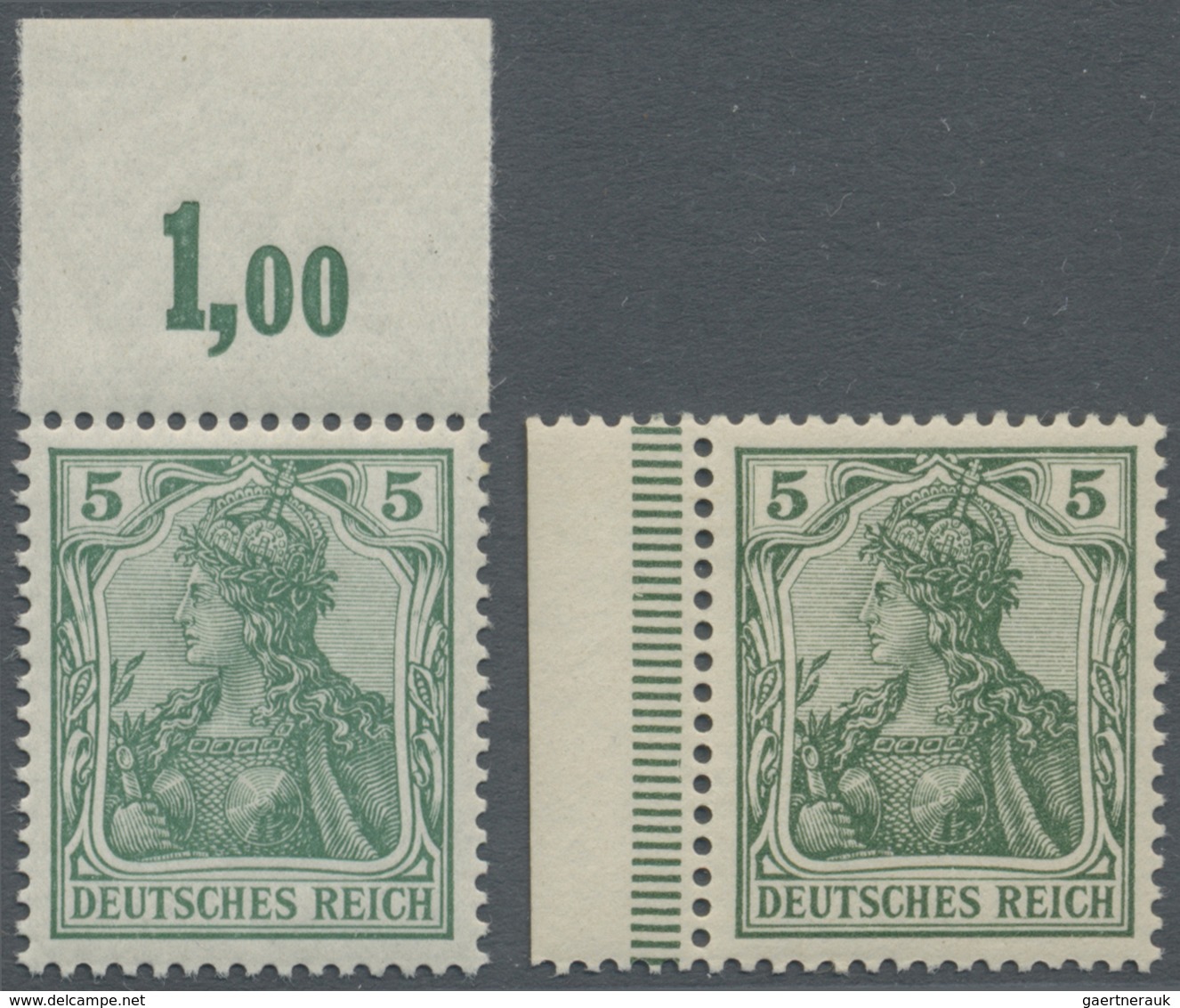 ** Deutsches Reich - Germania: 1902, Freimarken Germania Deutsches Reich 5 Pf, Ungefaltetes Luxusoberra - Ungebraucht